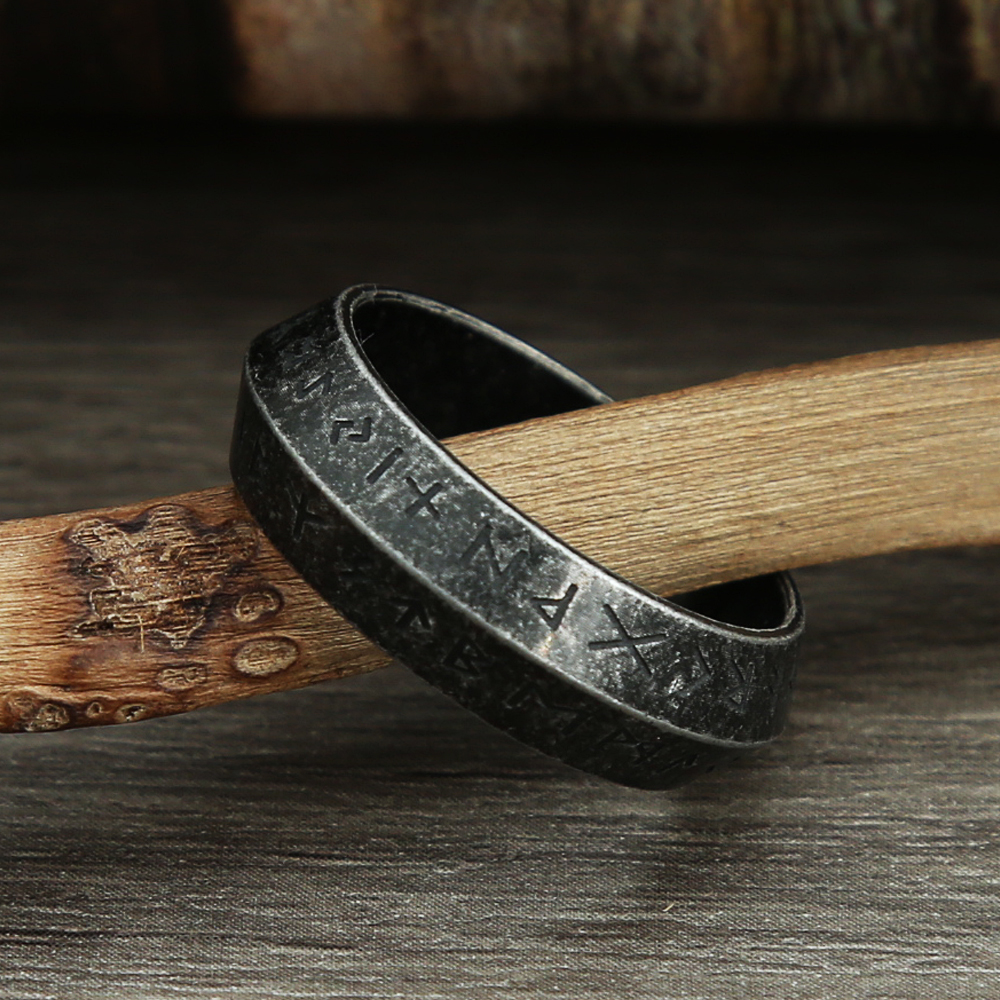 Ring showcasing Nordic rune pattern