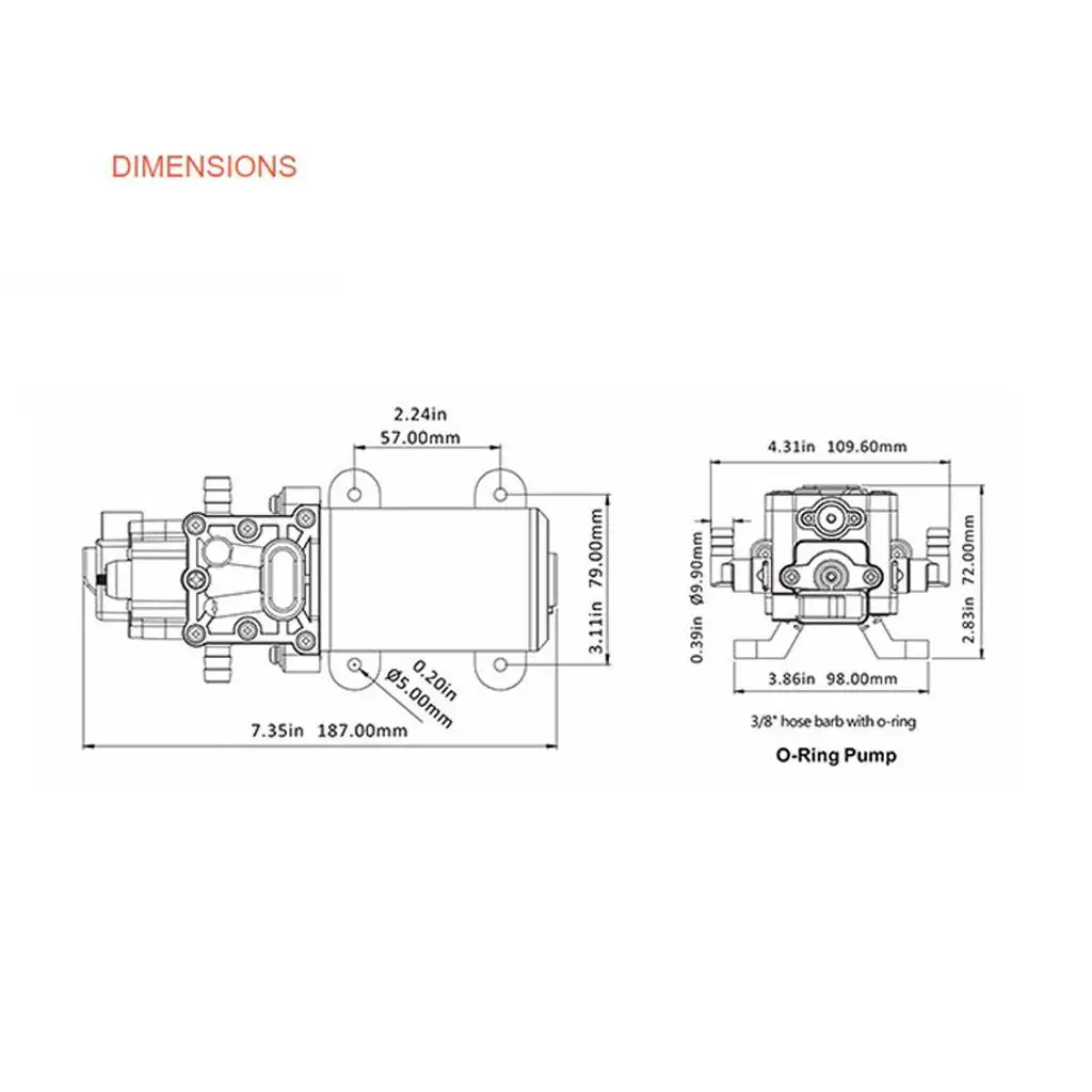 12v Water Pressure Diaphragm Pump 4.3L/min 1.2GPM 35 PSI/Boat/Marine