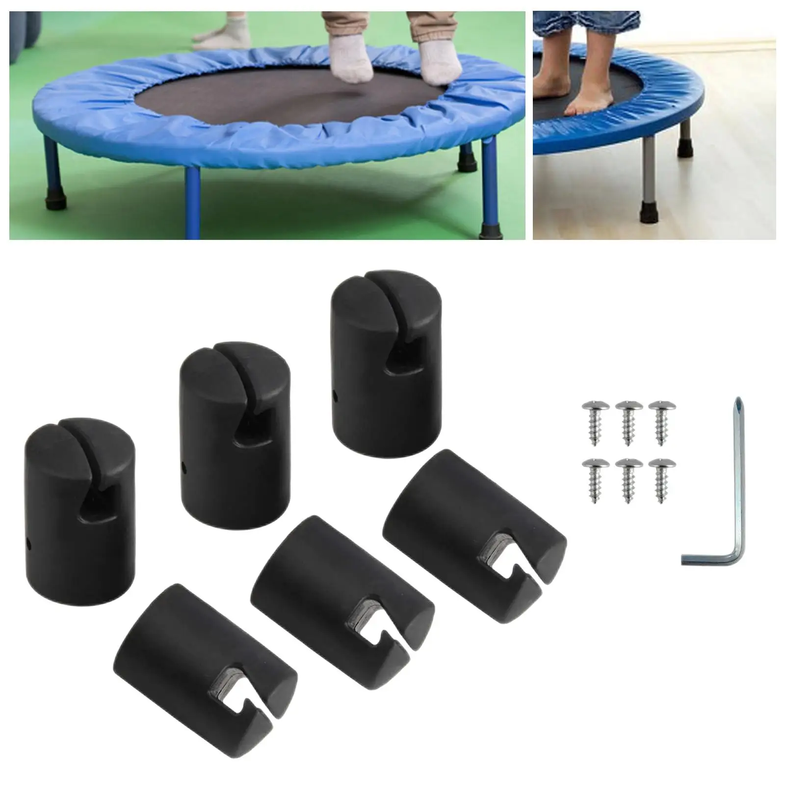 Trampoline Enclosure Pole CAPS with Screws Wrenches for Safety Trampoline Parts Supply