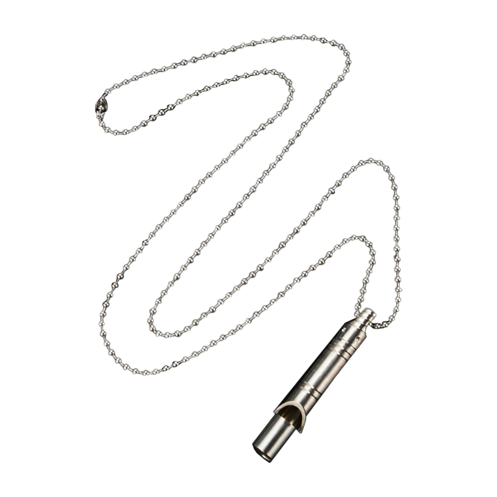 Survival Whistle Stainless Steel Chain Pet Training Outdoor Necklace Whistle for Outdoor Fishing Hiking Emergency Hunting