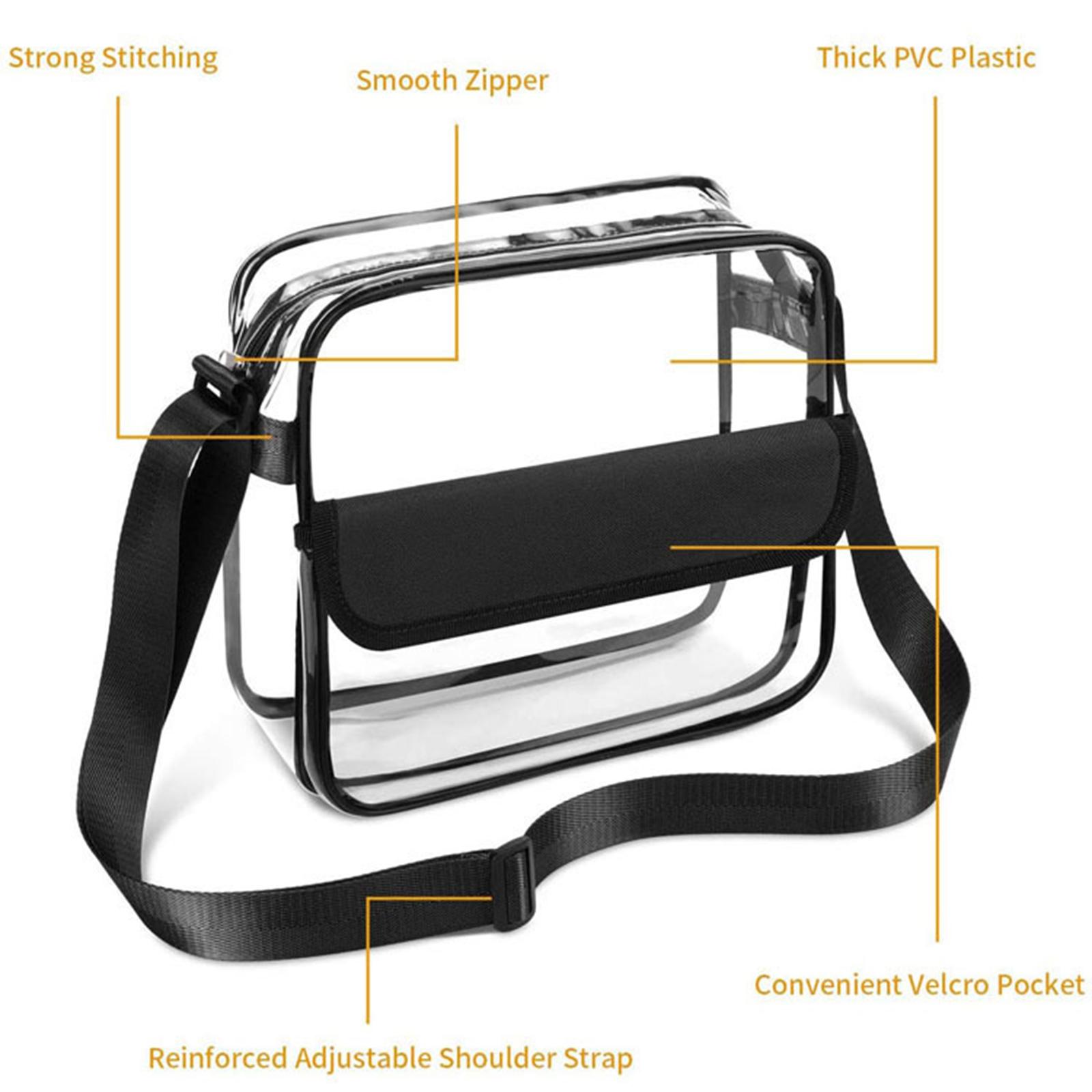 PVC Clear Bag Stadium Approved Tote Adjustable Zipper Closure Women Men Purse Transparent Bag for Sports Concert Outdoor Travel