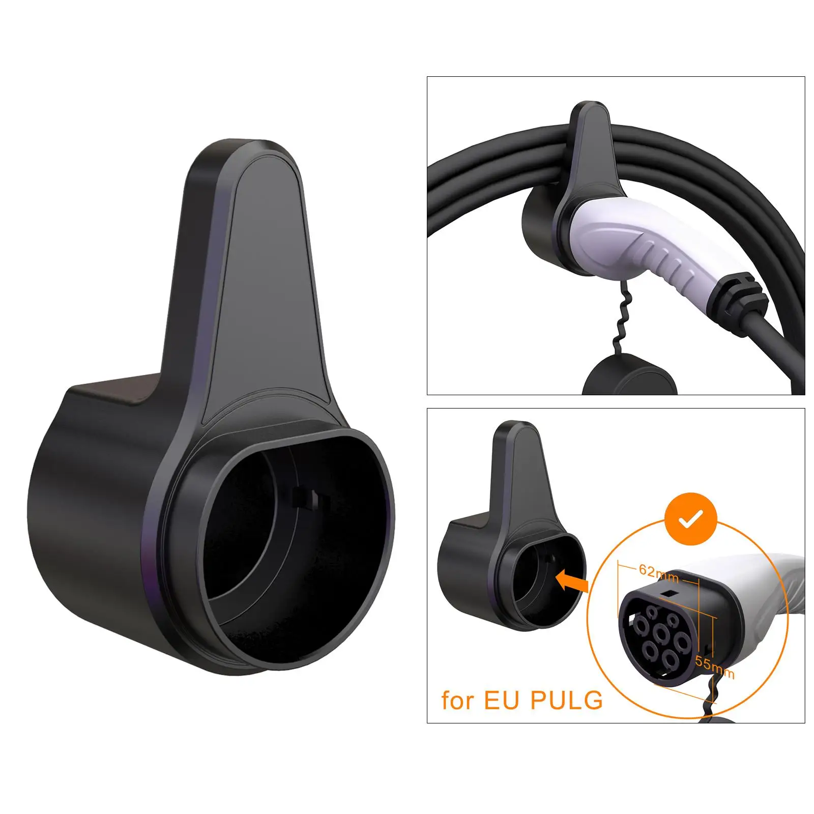 EV Charger Holder Type 2 Wall Mounted Cable Holder Connector Bracket Stay Organized Easy Installation for Model x