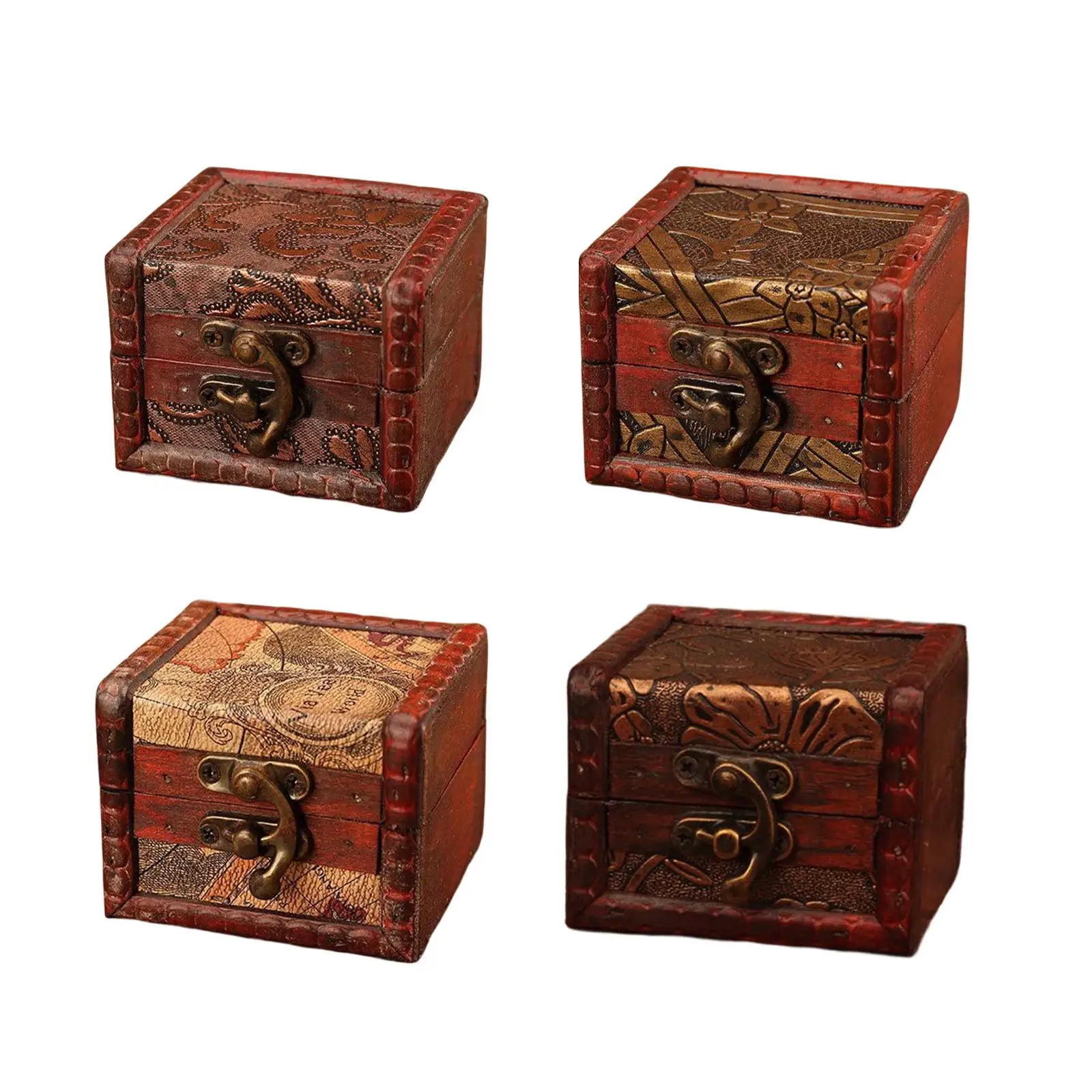 Rustic Wooden Jewelry Box Organizer Lockable Storage Box Jewellery Trinket Box for Watch Ear Studs Necklaces Cufflinks Ring
