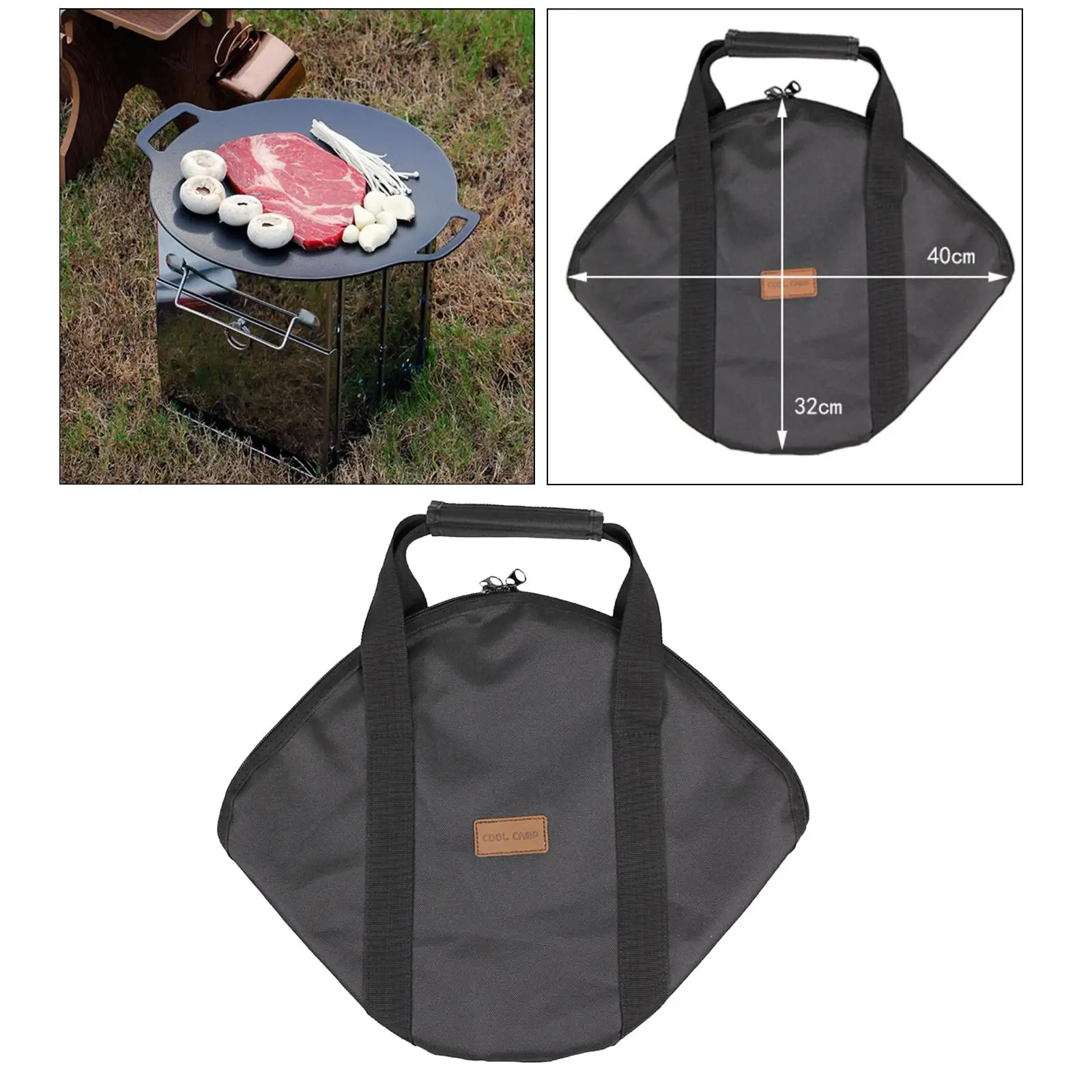 Cast Iron Outdoor Baking Tray Storage Bag Cast Iron Plate Pan Carrying Bag BBQ Griddles Cookware Grilling Pan Accessories