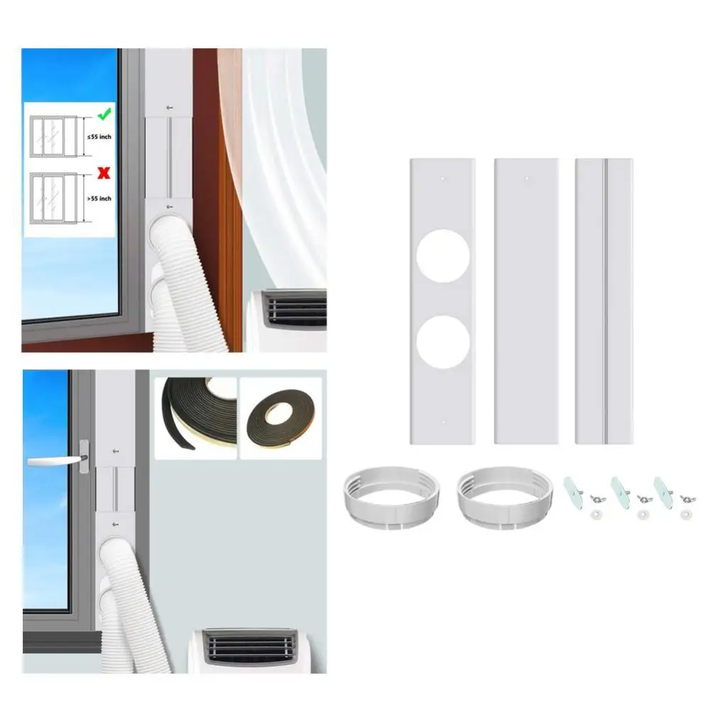 Portable Air Conditioner Window Kit with Coupler Adjustable for Exhaust Hose, Easy to Install