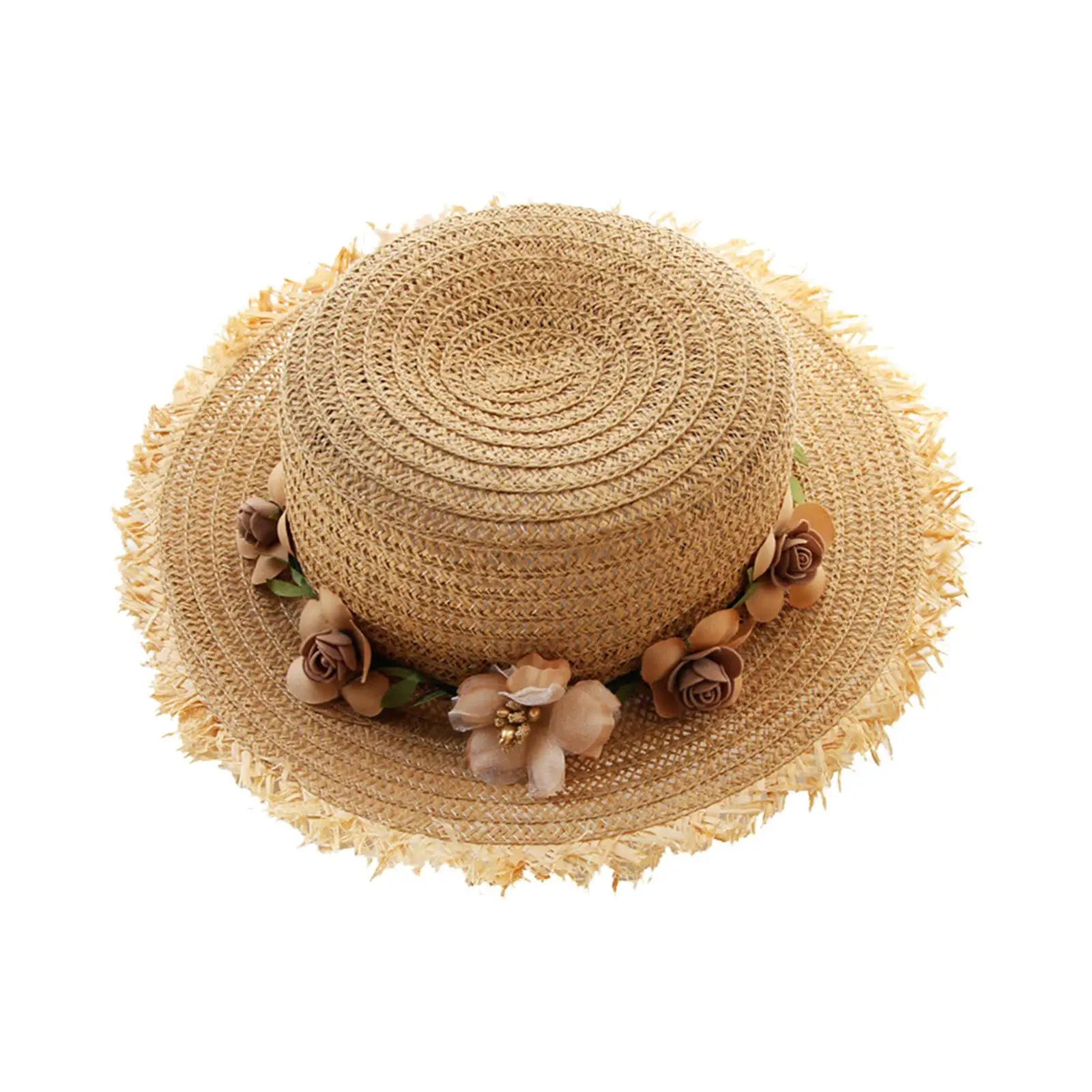 Women Summer Straw Caps with Removable Garland Party Hat Beach Cap for Fancy Dress Women