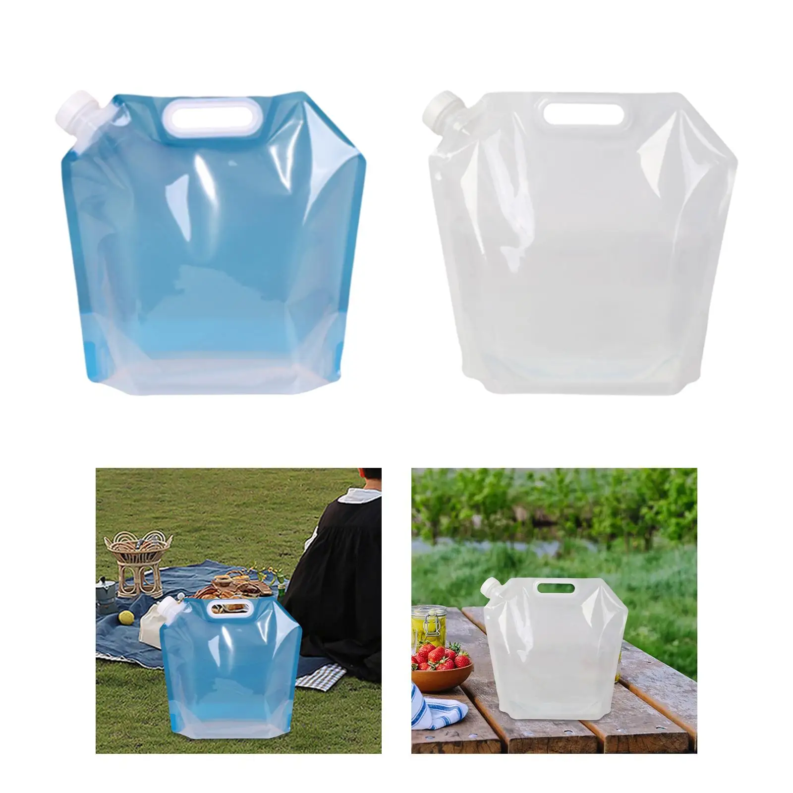 Collapsible Water Storage Bag Container 5L Outdoor Drinking Tool 32.5x30cm