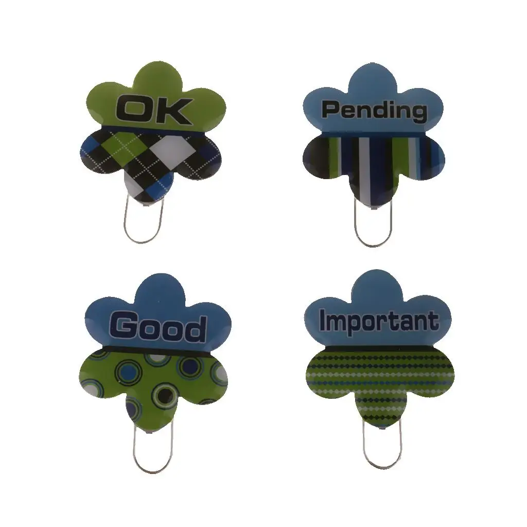 4 Pieces Metal Flower Shaped with Pattern Paper Clips / Book Markers Kits