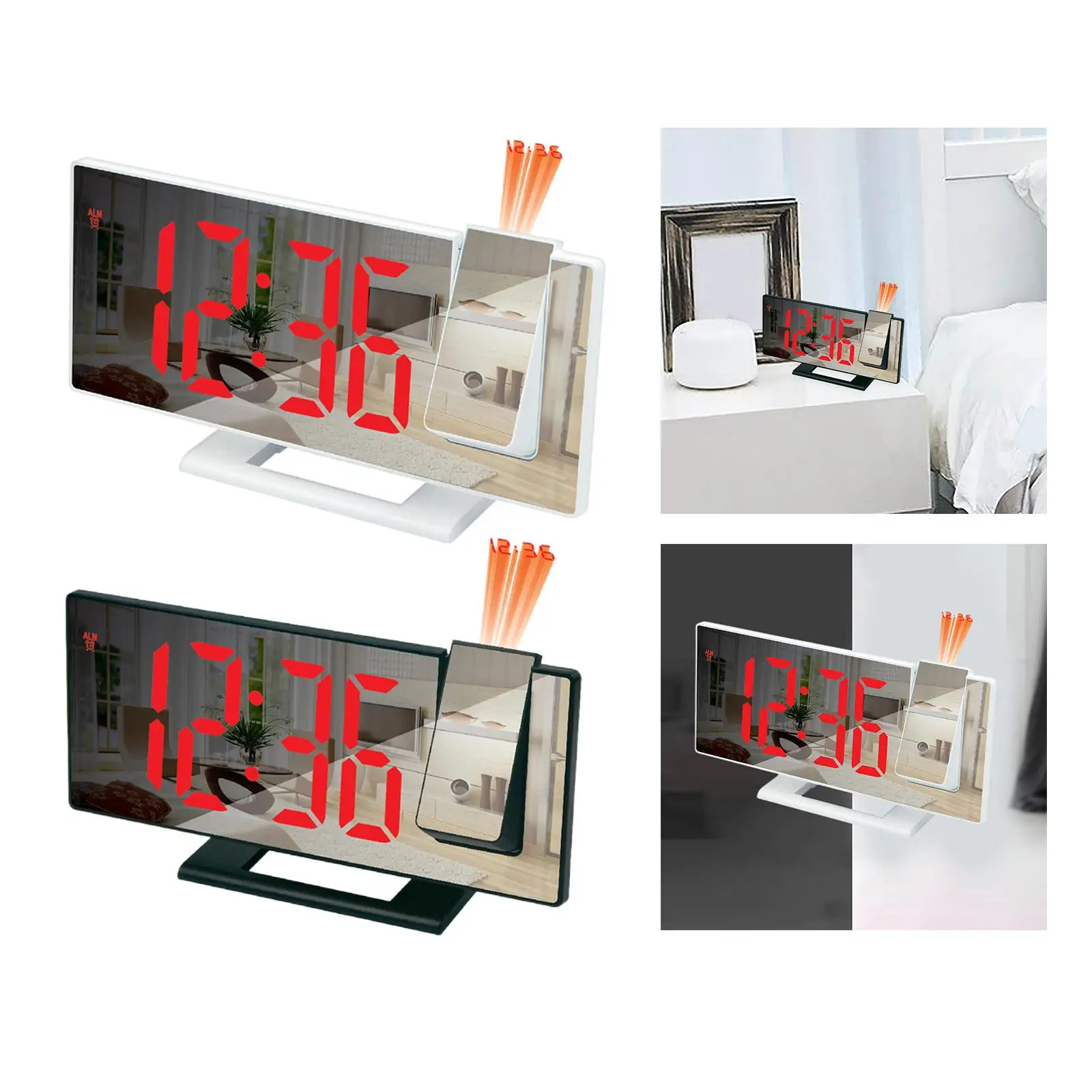 Projection Digital Alarm Clock Wall Ceiling Clock 12/24H Red Fonts USB Powered LED Alarm Clock for Kids Students Elderly Office