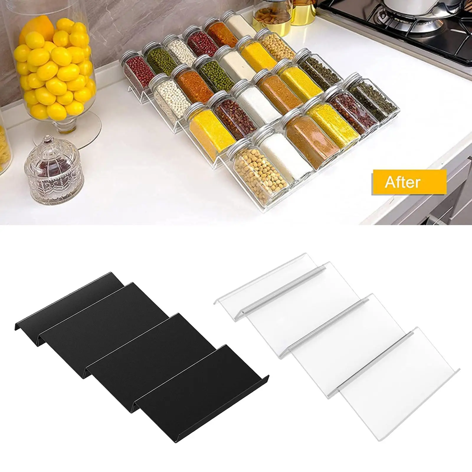 Acrylic Spice Drawer Organizer 4 Layer Spiace Bottle Storage for Cabinet