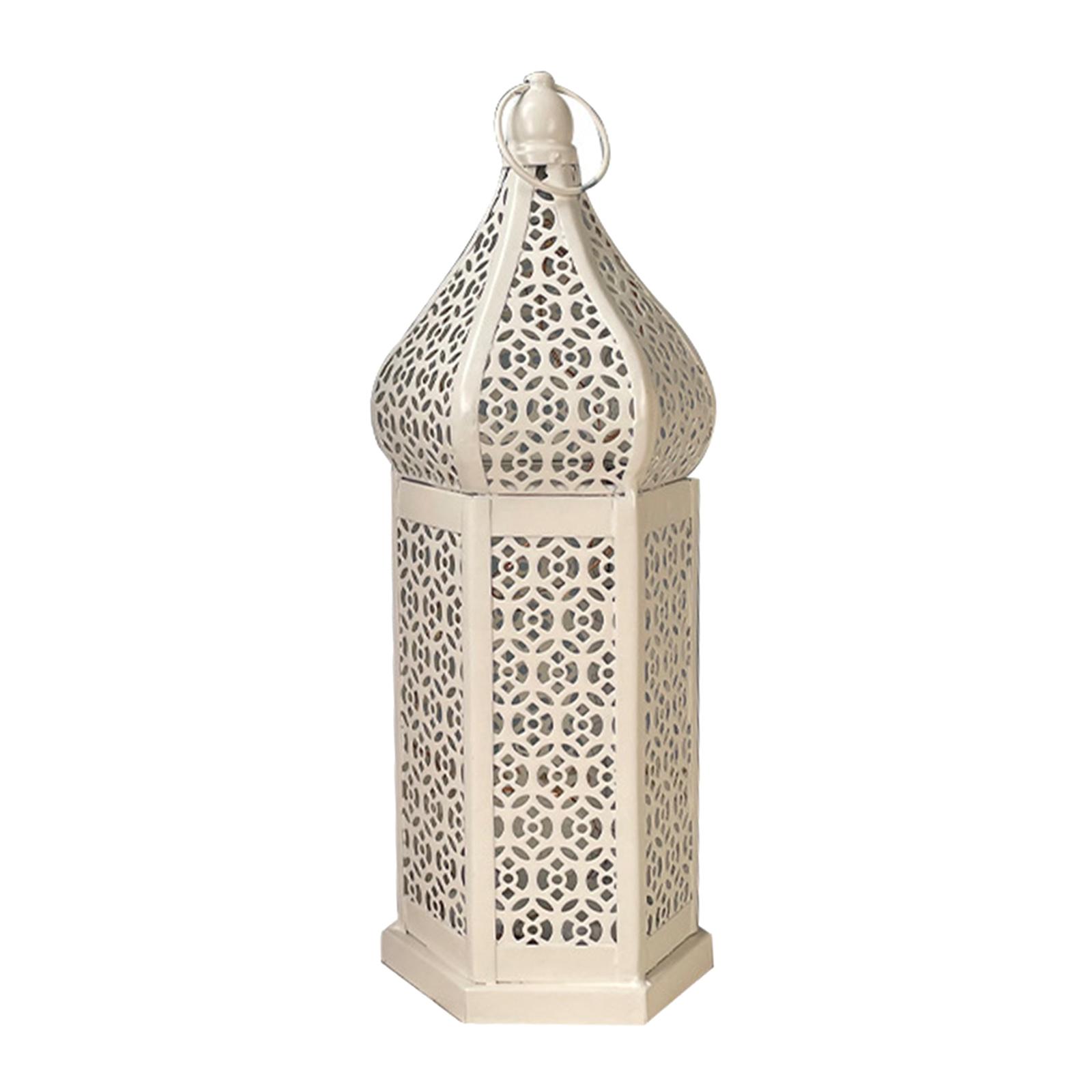 Christmas New Retro Wrought Iron Hollow Wind Lantern Moroccan Decorative Ornaments Atmosphere Props Led Small Lantern