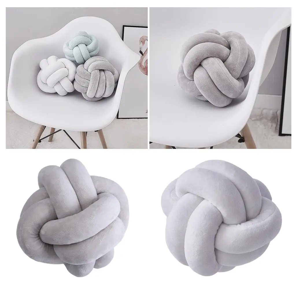 2x Nordic Style Round Knot  Throw  With  Padding for Living Room 18cm