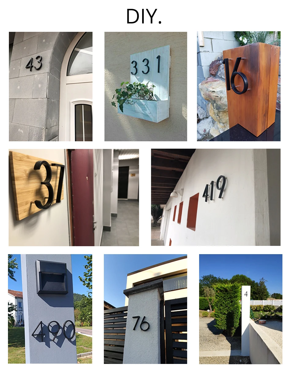Jewelry Magnet 125mm Floating House Number Letters Big Modern Door Alphabet Home Outdoor 5 in.Black Numbers Address Plaque Dash Slash Sign #0-9 Cabinet Hinges