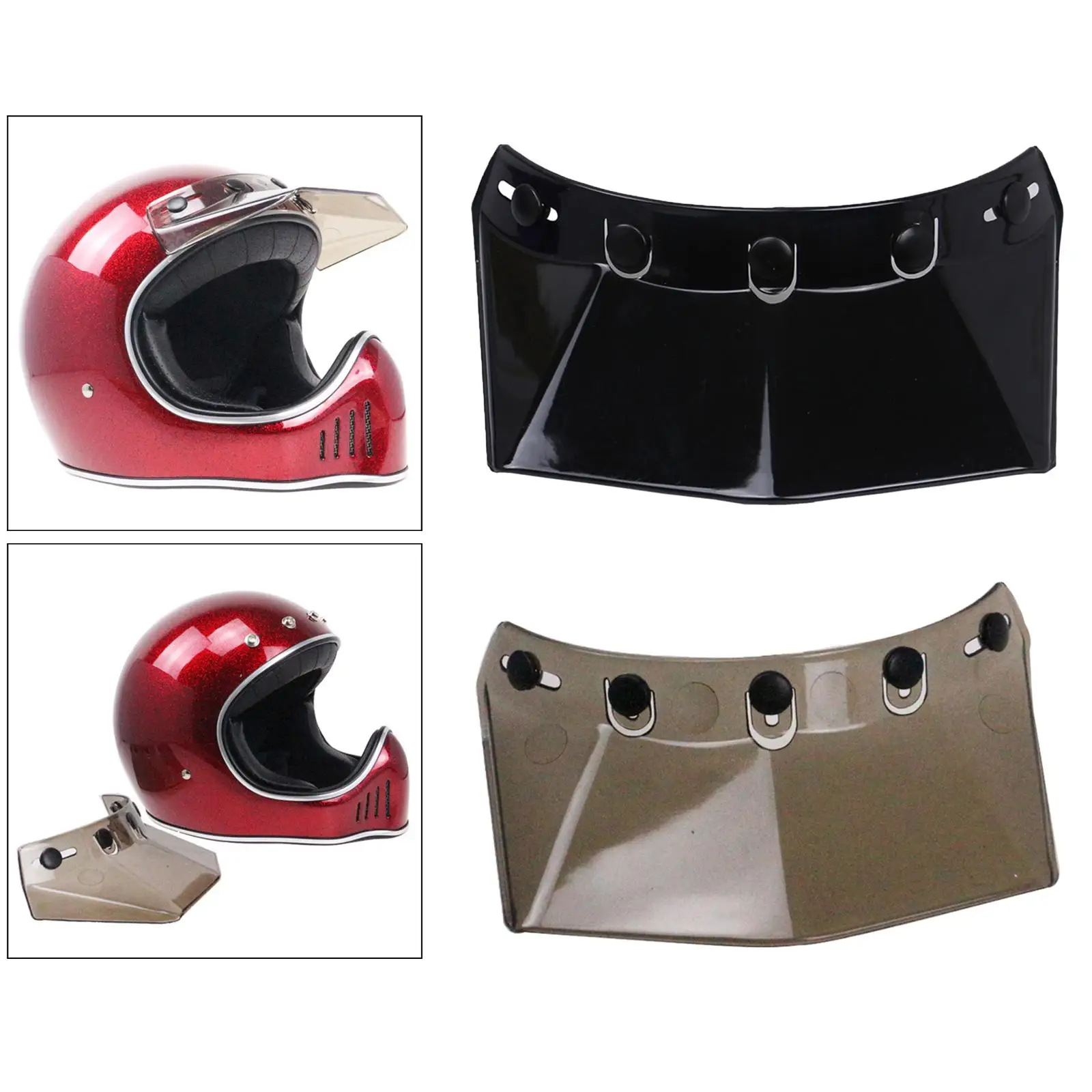 2Pcs Motorbike 5 Snap Visor Peak Replace for  Open   Motorcycle Accessories