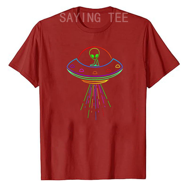 Space UFO Neon Light Rave Alien Lovers T-Shirt, lustige Science-Fiction-Grafik-T-Shirts, kurzärmelige Blusen, Aliens_voghion.com