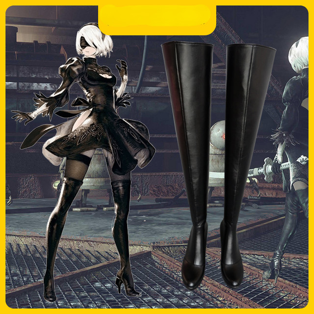 Anime NieR Automata 2B Cosplay Shoes Comic Halloween Party 2B