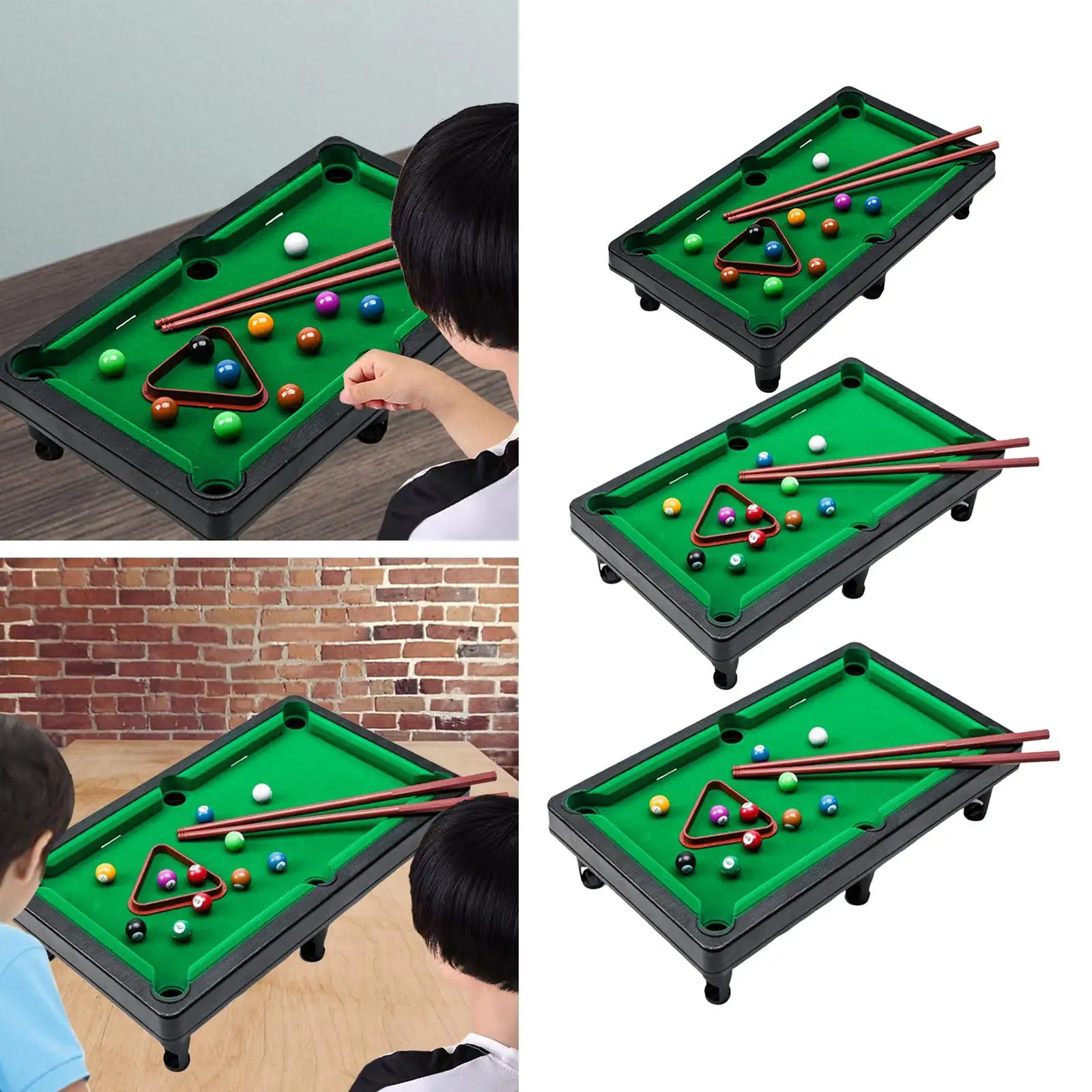 Cute Mini Table Pool Toy with Sticks Snooker Game Billiards for Dorm Home Indoor