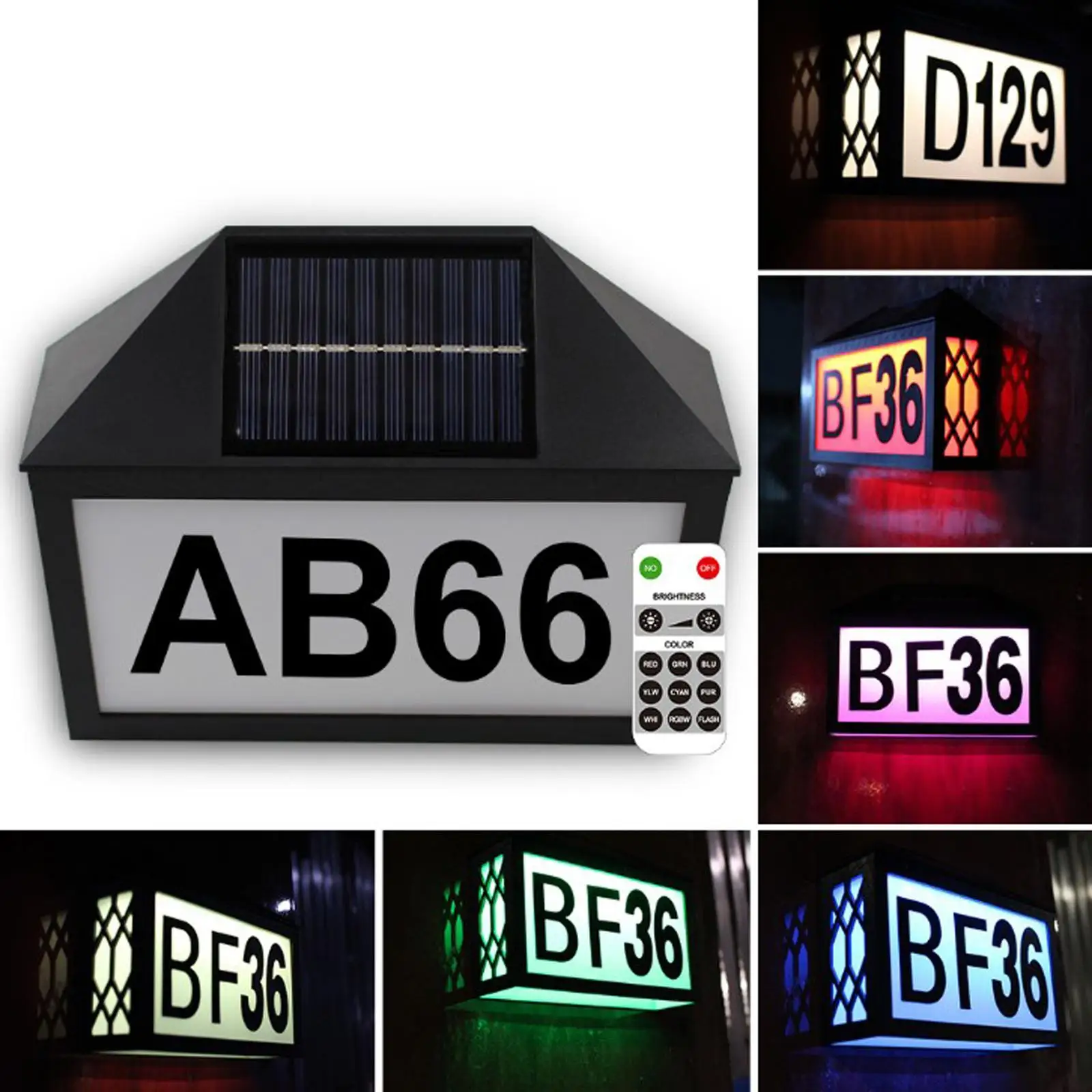  Plaque, Solar Powered LED Light Address Number Signs, Waterproof  for  Outdoor Street Outside Wall Lamp