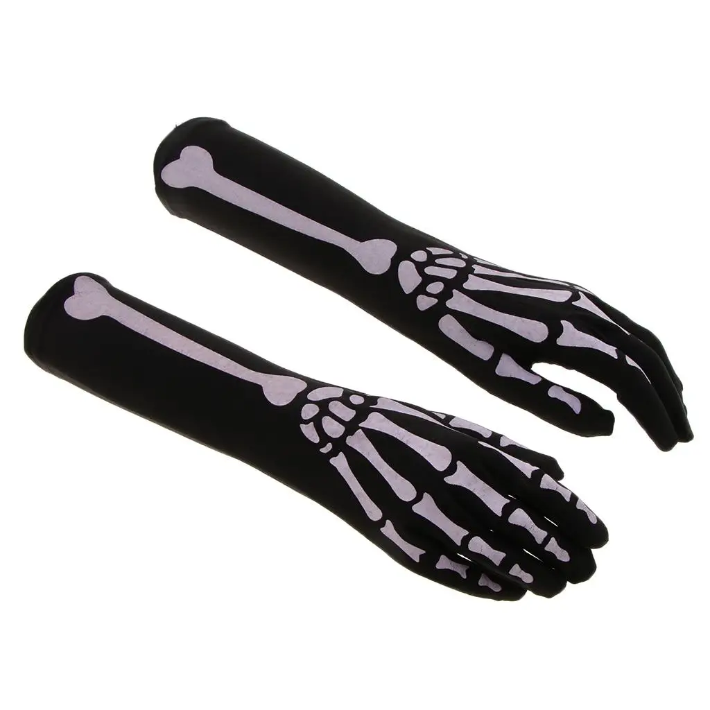 Horrific Skeleton Long Gloves Skull Cosplay Halloween Costume Accessory Props