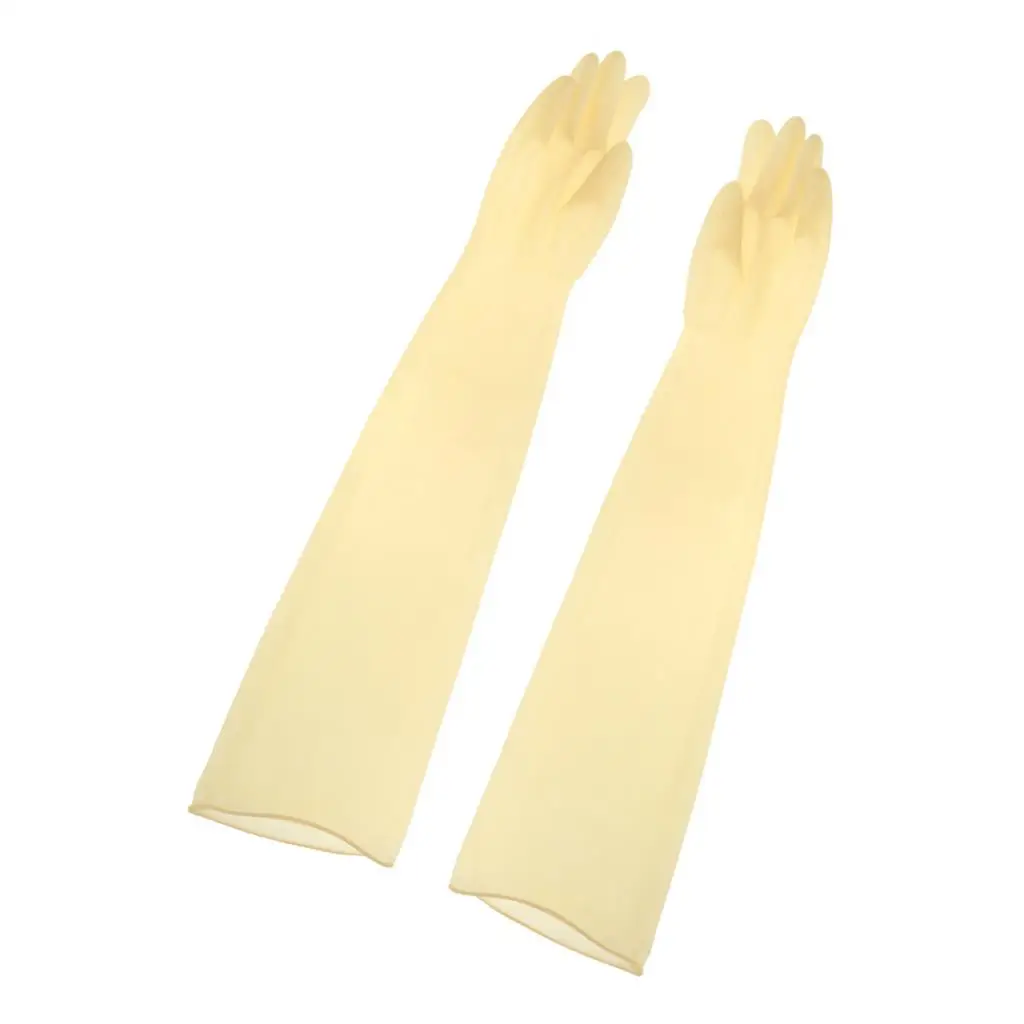 Heavy Duty Latex Gloves, Resistant To High , Alkaline And Oil, 60cm, Yellow