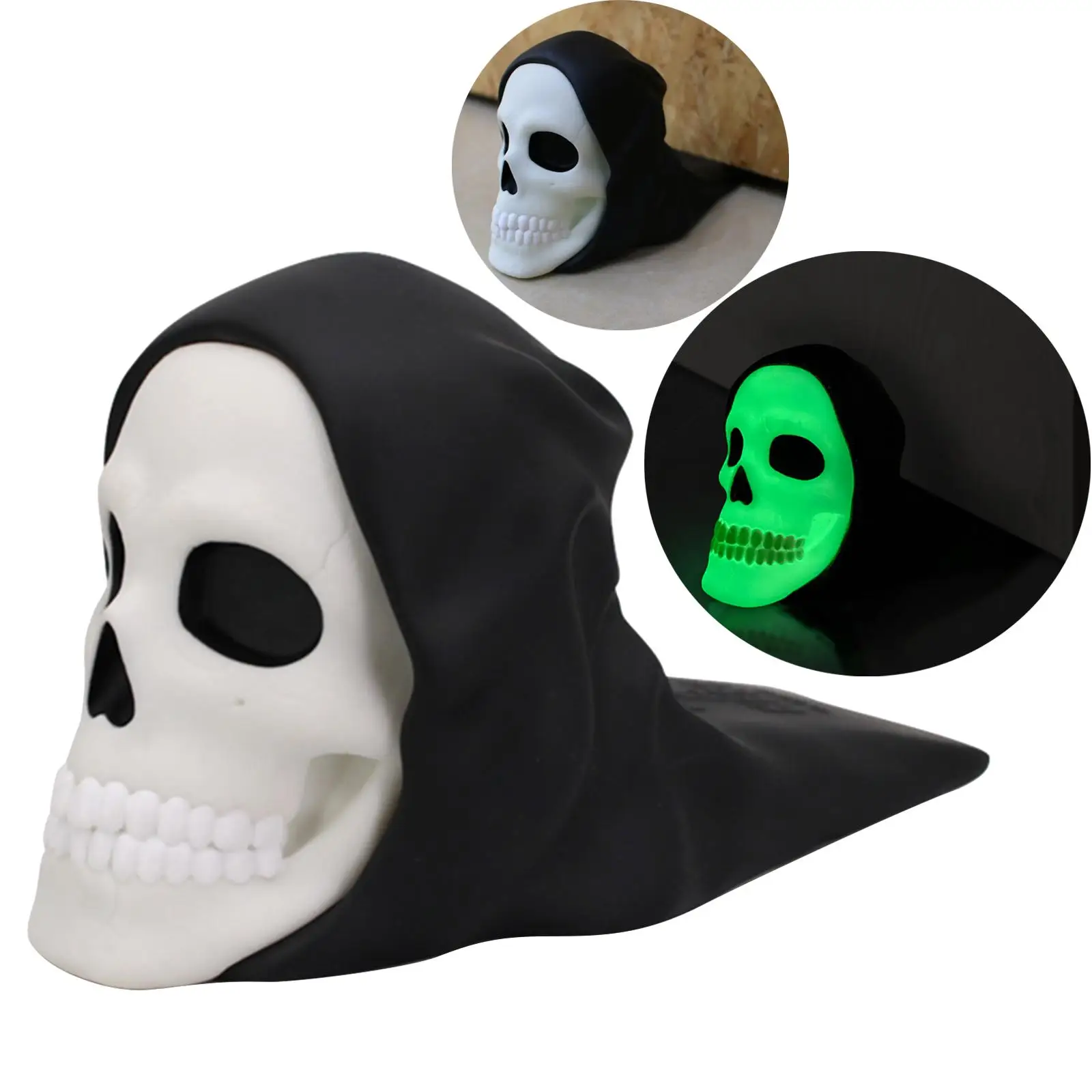 Skull Door Stopper Ornament Stable Glow Decorative Anti Collision Wedge Doorstop for Living Room Gift Home Halloween Bathroom