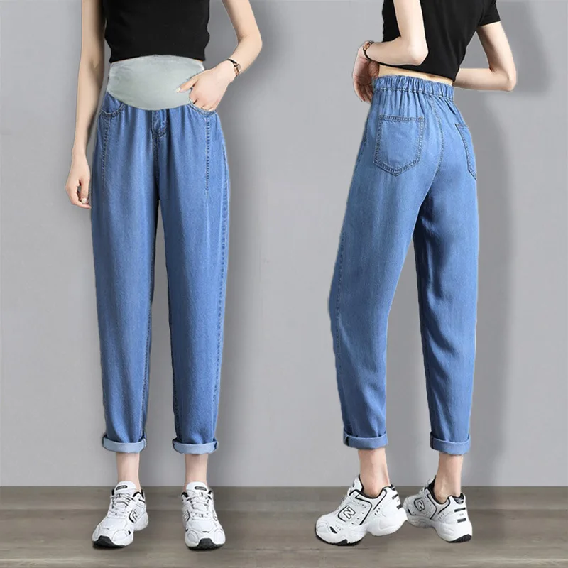 Maternity  Pants  Women's  Summer  Outer  Wear  Fashion  Large  Size  Loose  Wide  Leg  Pants  Jeans P06047 Maternity Clothing