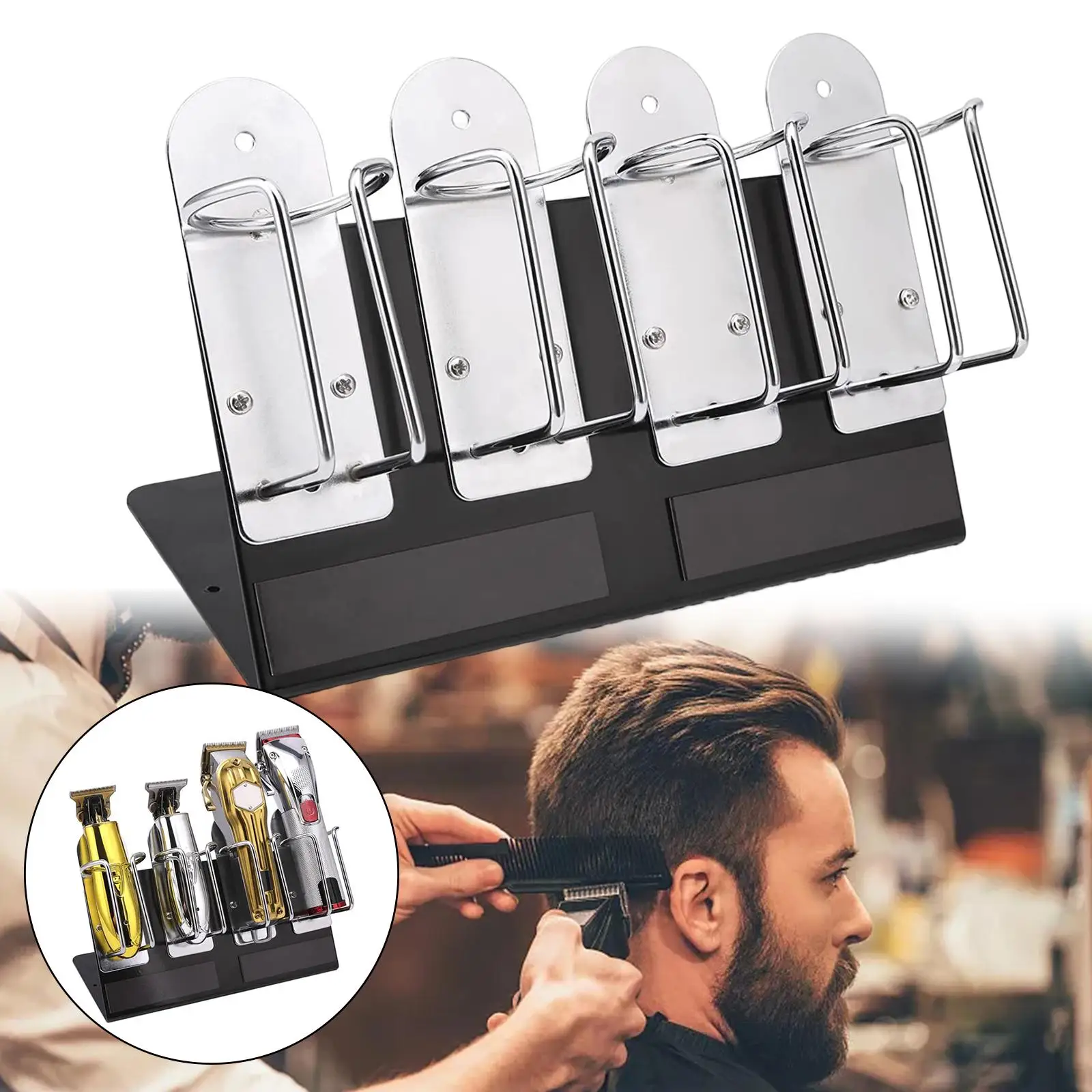 4 Slots Hair Clipper Holder, Salon Beard Shaver Rack, Electric Hair Clipper Holder Stand, for Barbers Hairstylist