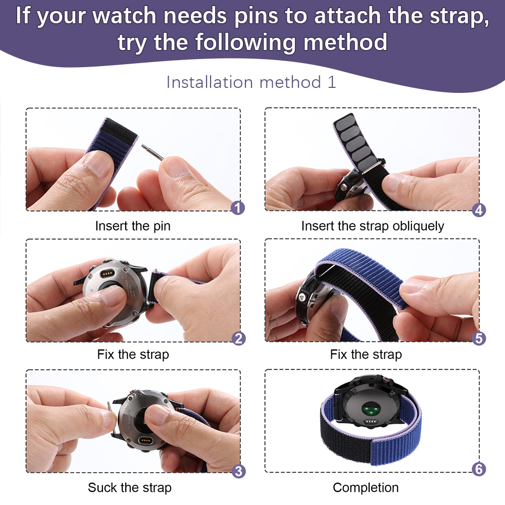 26 22mm Nylon Watch Strap For Garmin Fenix 7X 7 6 6X Pro 5 5X Plus/Tactix 7 Pro/ Forerunner 945 935 QuickFit Bracelet Watchband