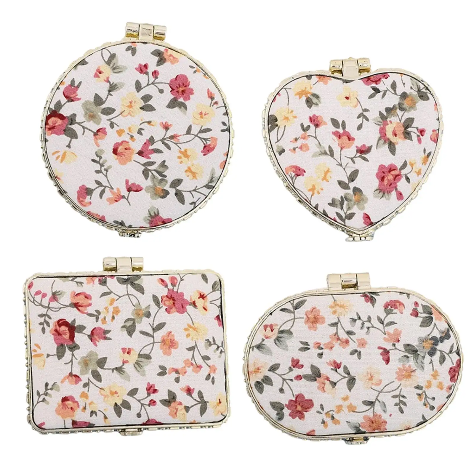 Portable Travel Makeup Mirror Folding Mirror 2 Sided Floral Printed Cosmetic Mirror for Purse Travel Home Office Girls Women