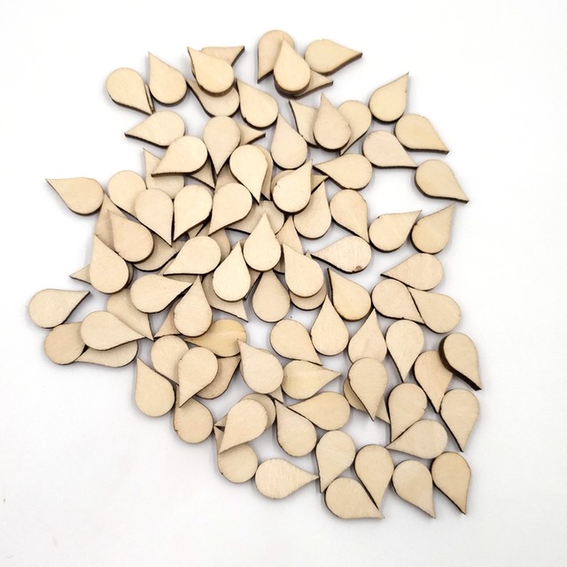 15-100mm Wooden Shape Cutouts Wood Water Drop Shape Discs Slices Wood  Pieces Embellishment DIY Crafts Ornament Home Decorations