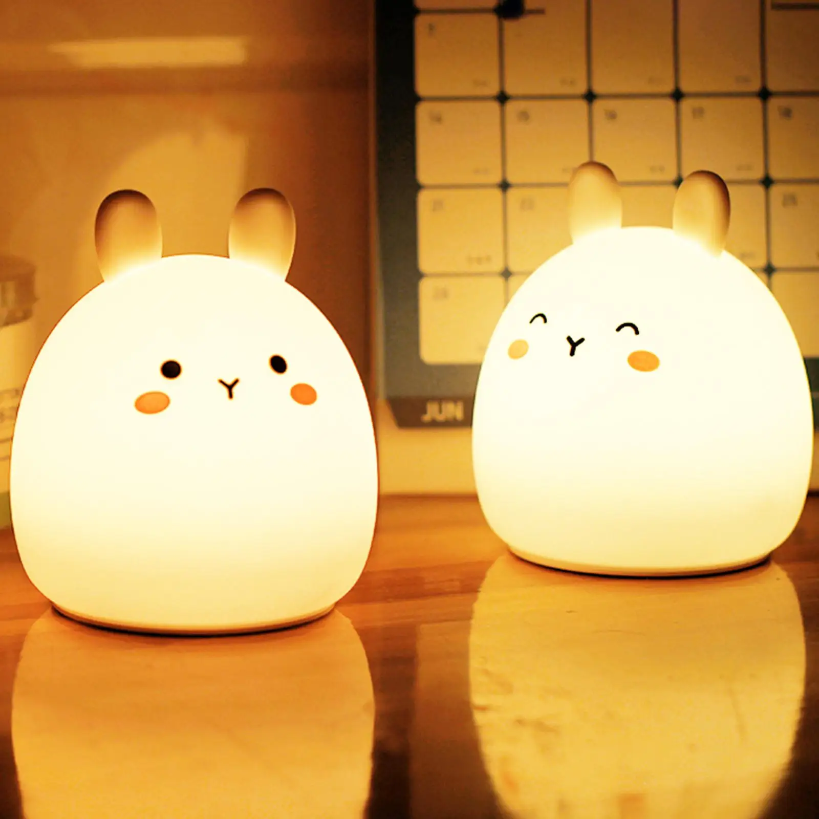 Bunny Night Lights Silicone Color Changing Touch Control Dimming Rabbit Lamp for Kids Living Room Ornament Bathroom Sleeping