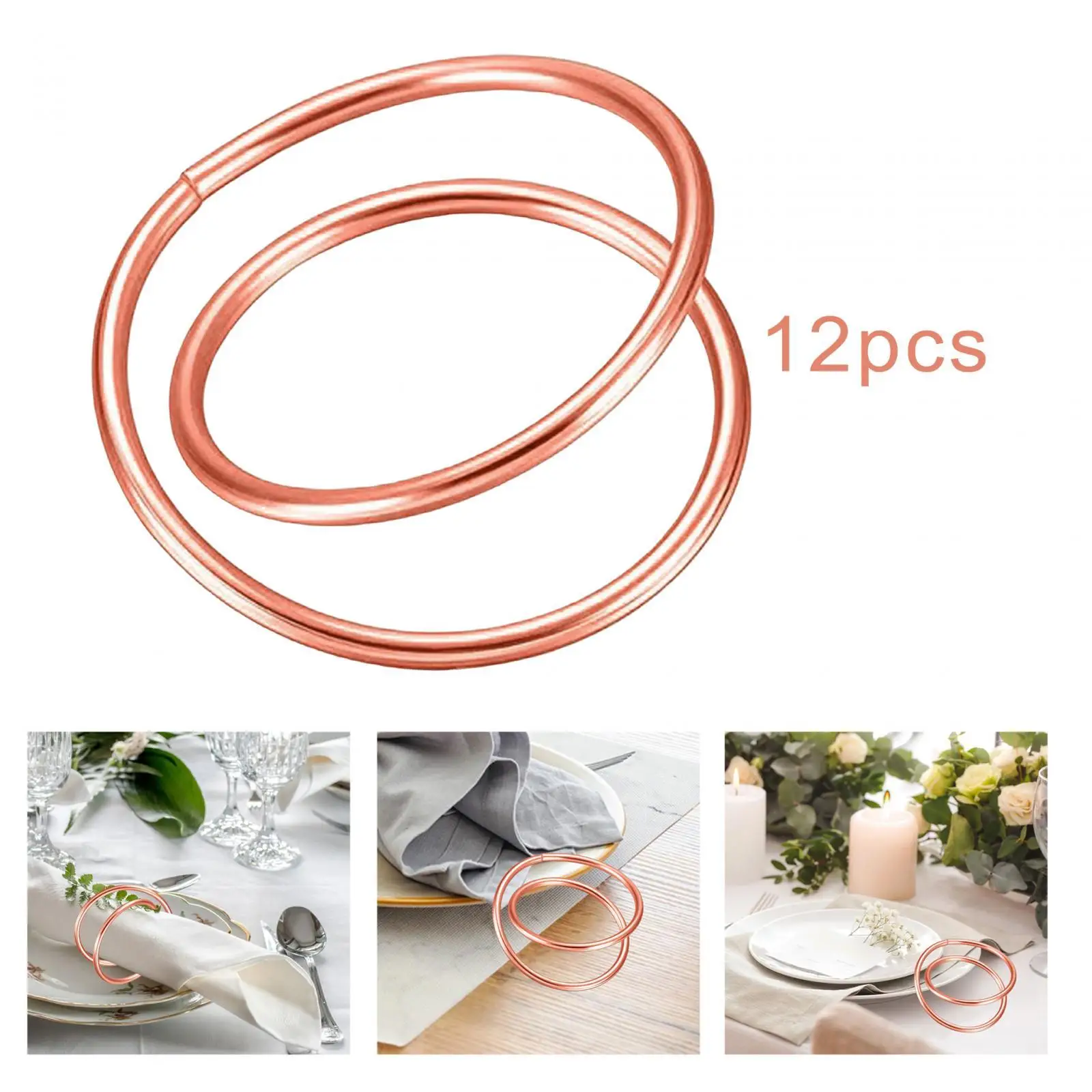 12Pcs Napkin Rings Stylish Ornament Table Setting Cafe Reception Adornment Tablecloth Accessories Bar Anniversary Napkin Bands