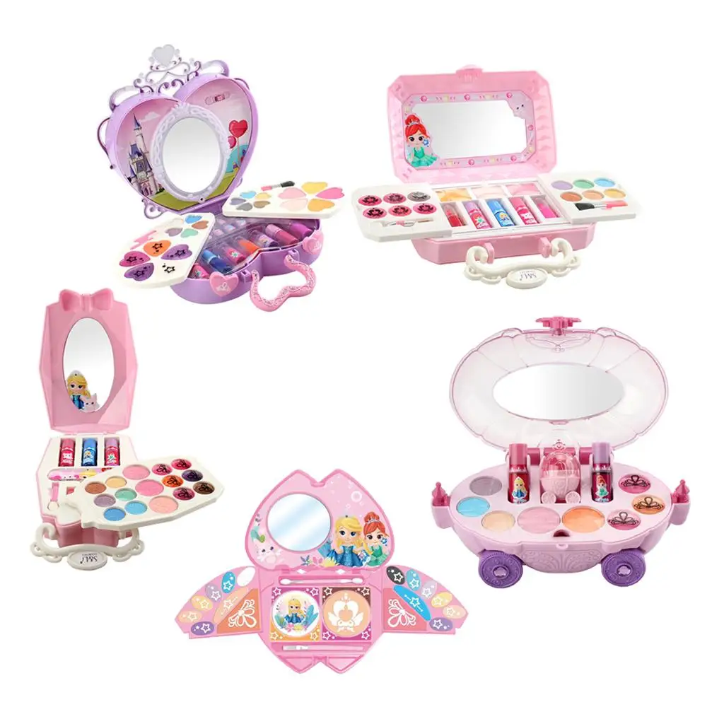 1pc Girls Makeup Kit Beauty Toy Washable Fold Palette Eye-shadow Lip Glosses
