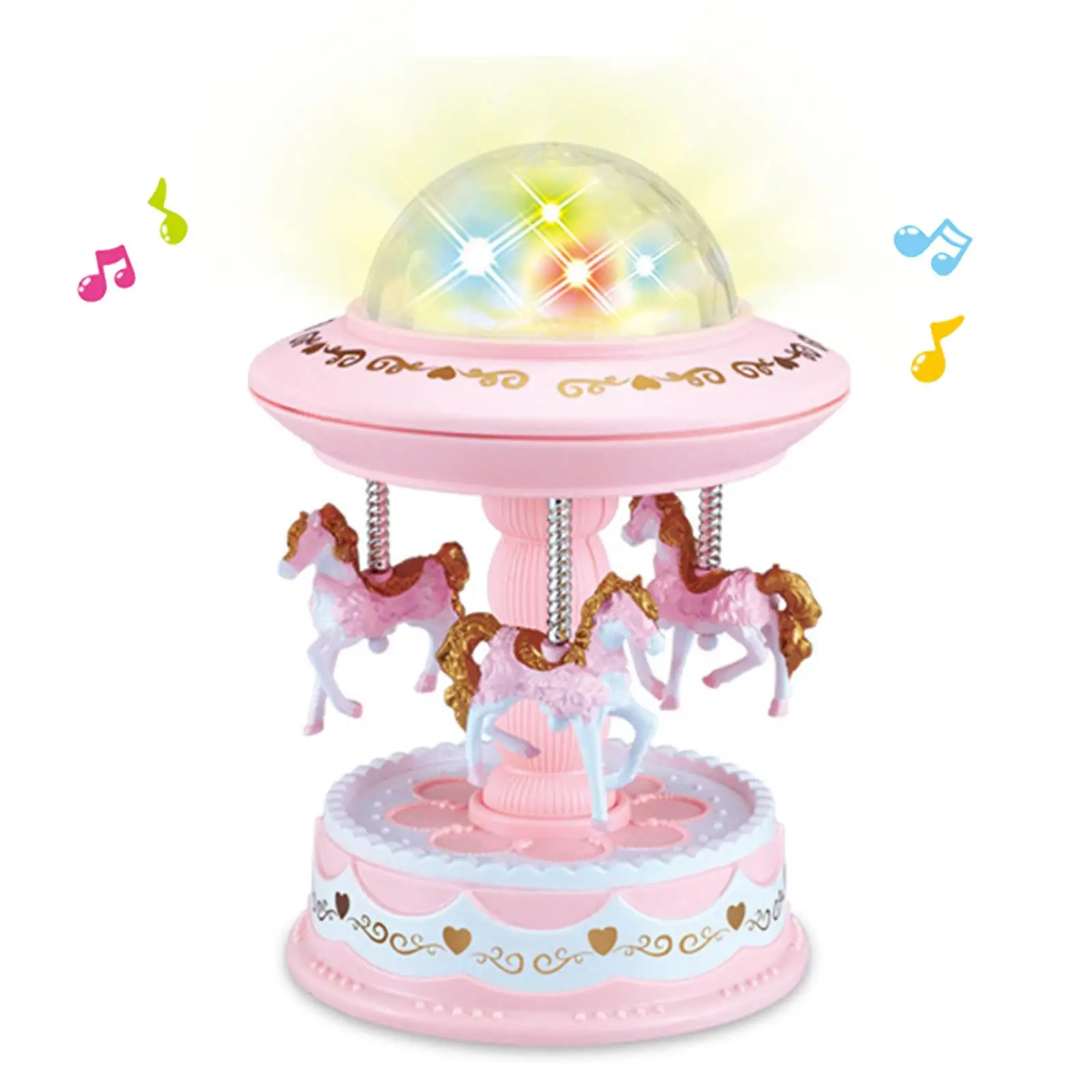Cute Music Box Projector Night Light Rotatable Horse Carousel Style for Bedroom Anniversary Desktop Valentine Day Ornament