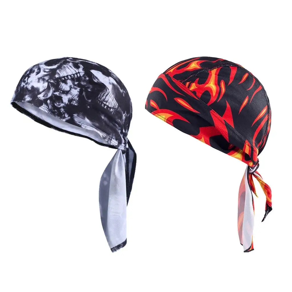 Set of 2 Sweatband Outdoor Head Wraps Unisex Cycling Pirate Hat Cap Headgear Head Wrap Scarf