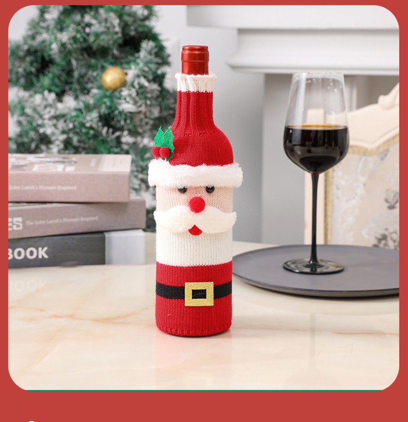 Description Picture 4 of itemChristmas Wine Bottle Cover Set Santa Snowman Woven Wine Bottle Bags For Christmas Party Dinner Table Decorations New Year Gifts