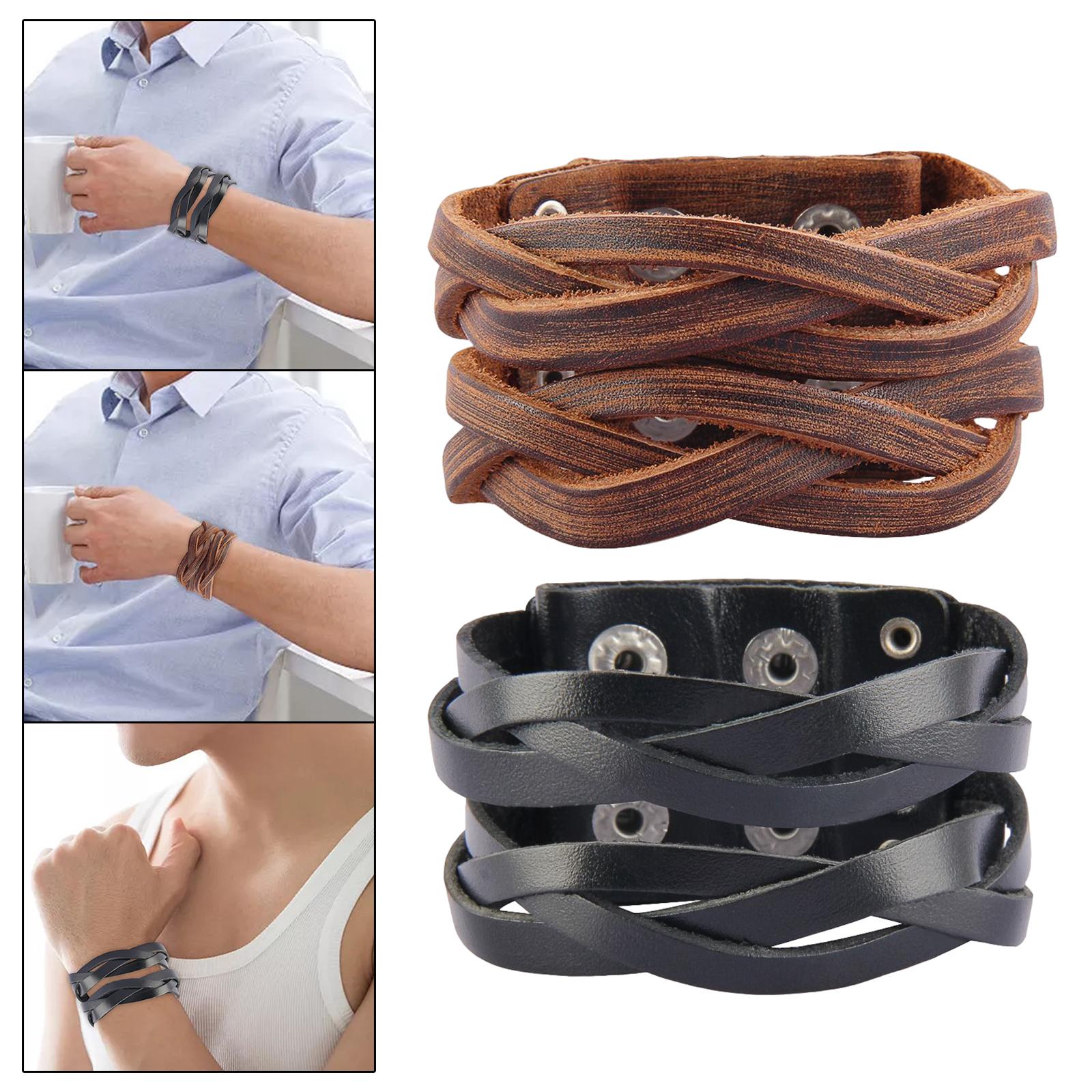 Bracelet Braided Delicate PU Cuff Wrap Bracelet Male Vintage Retro Women Trendy Popular