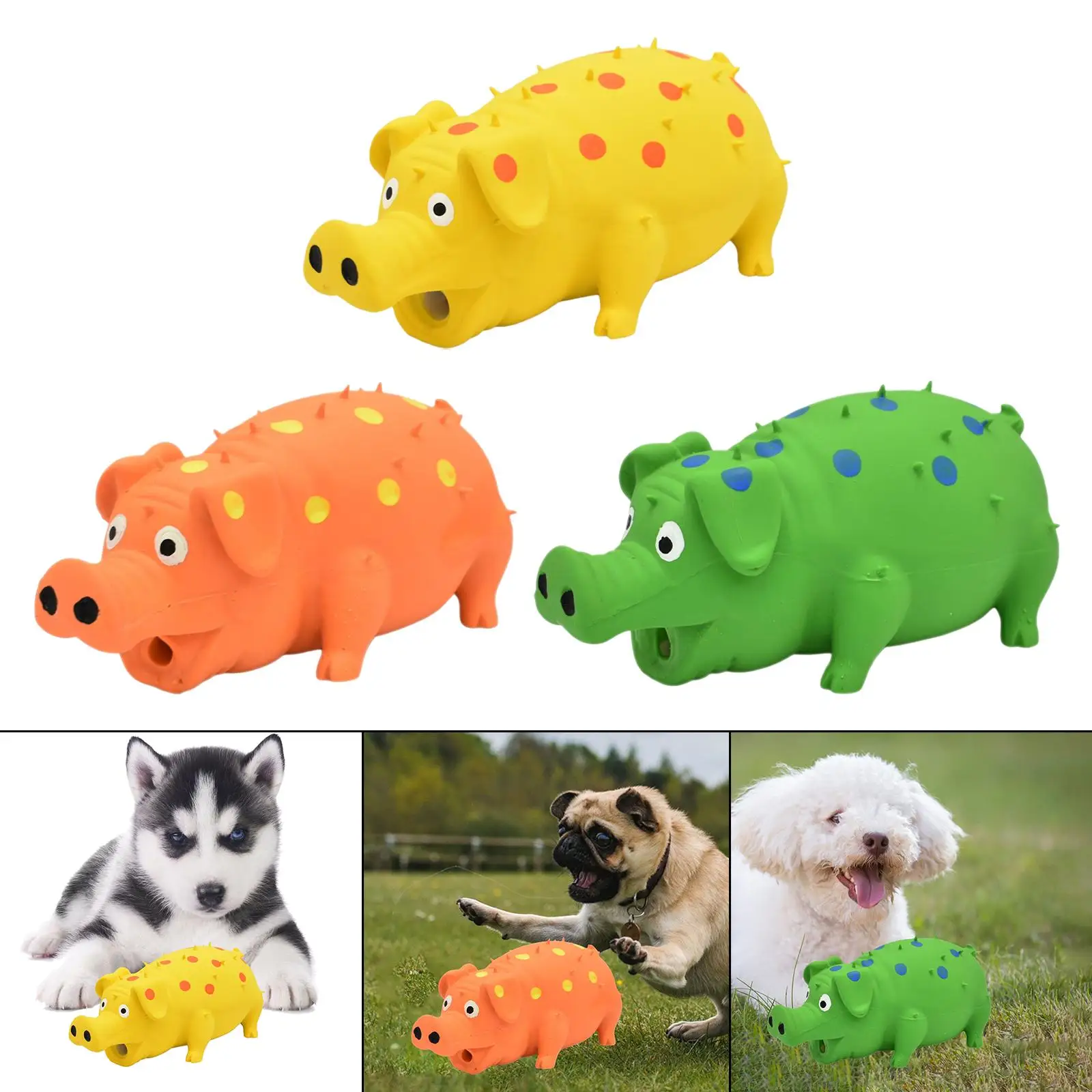Pig Squeaky Dog Toy Durable Latex Grunting Pig Interactive Dog Chew Toy