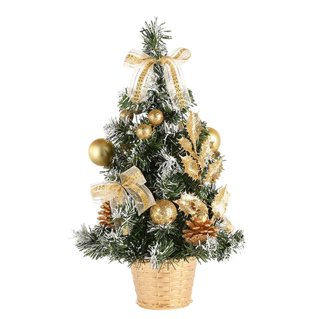Tabletop Mini Artificial Christmas Tree With Ornaments Festival Decoration