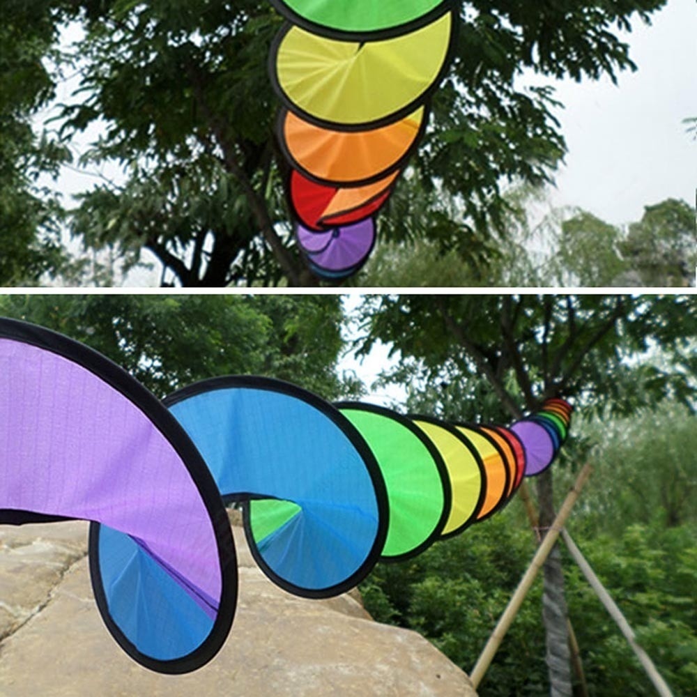 1Set Faltbare Regenbogen Spirale Windmühle Zelt Bunte Schöne Wind Spinner Garten Outdoor Camping Picknick – Detail 7