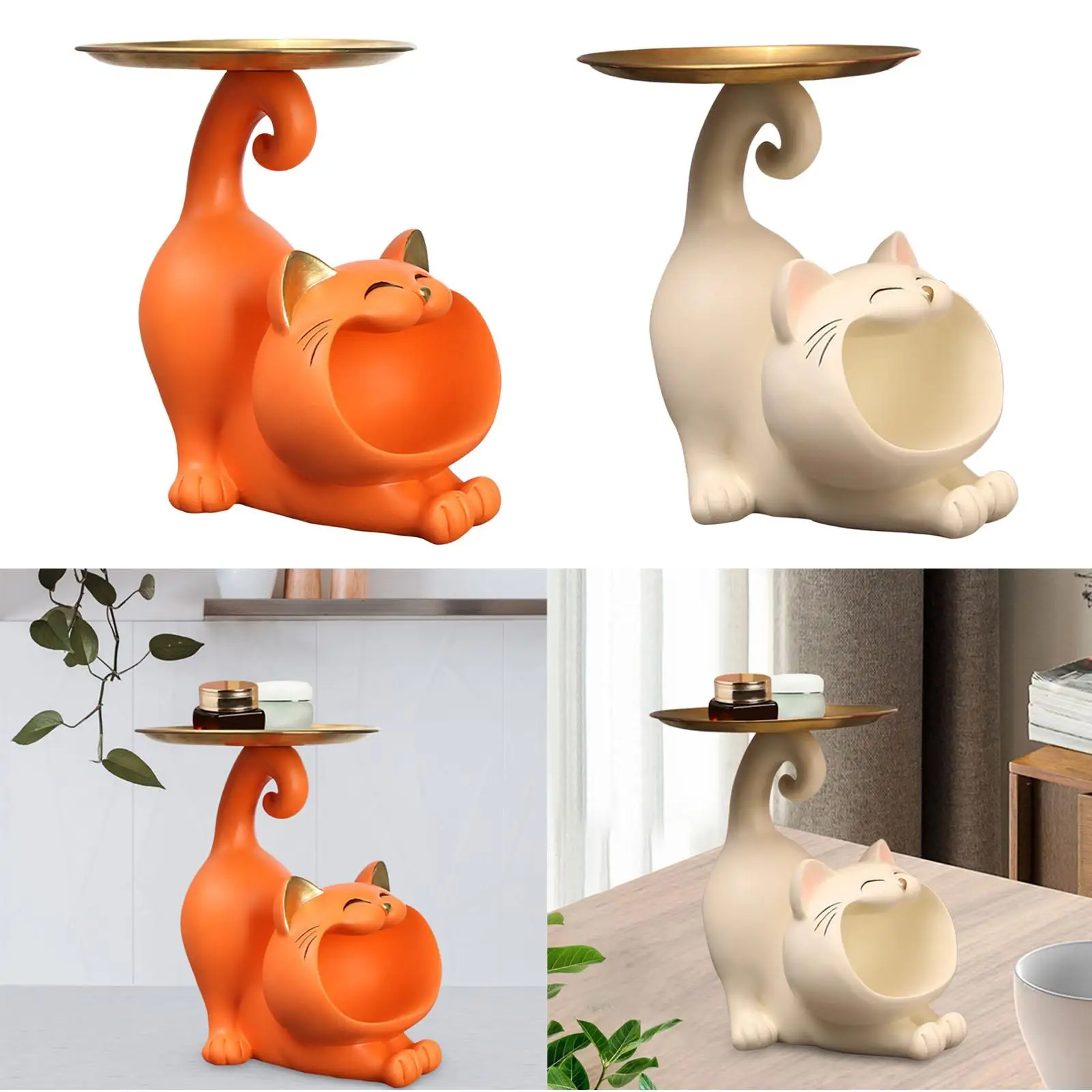 Cat Statue Craft Novelty Jewelry Trinket Tray for Wedding