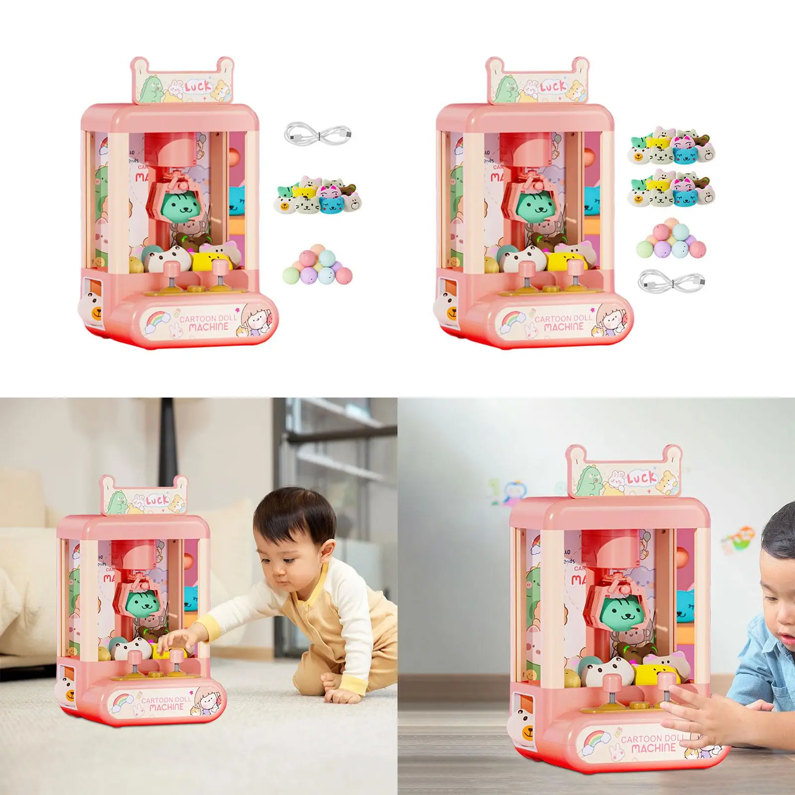 Kids Small Claw Machine Arcade Claw Games Prize Dispenser Toys Doll Machine with Sounds for Girls 6 7 8 9 Year Old Holiday Gifts