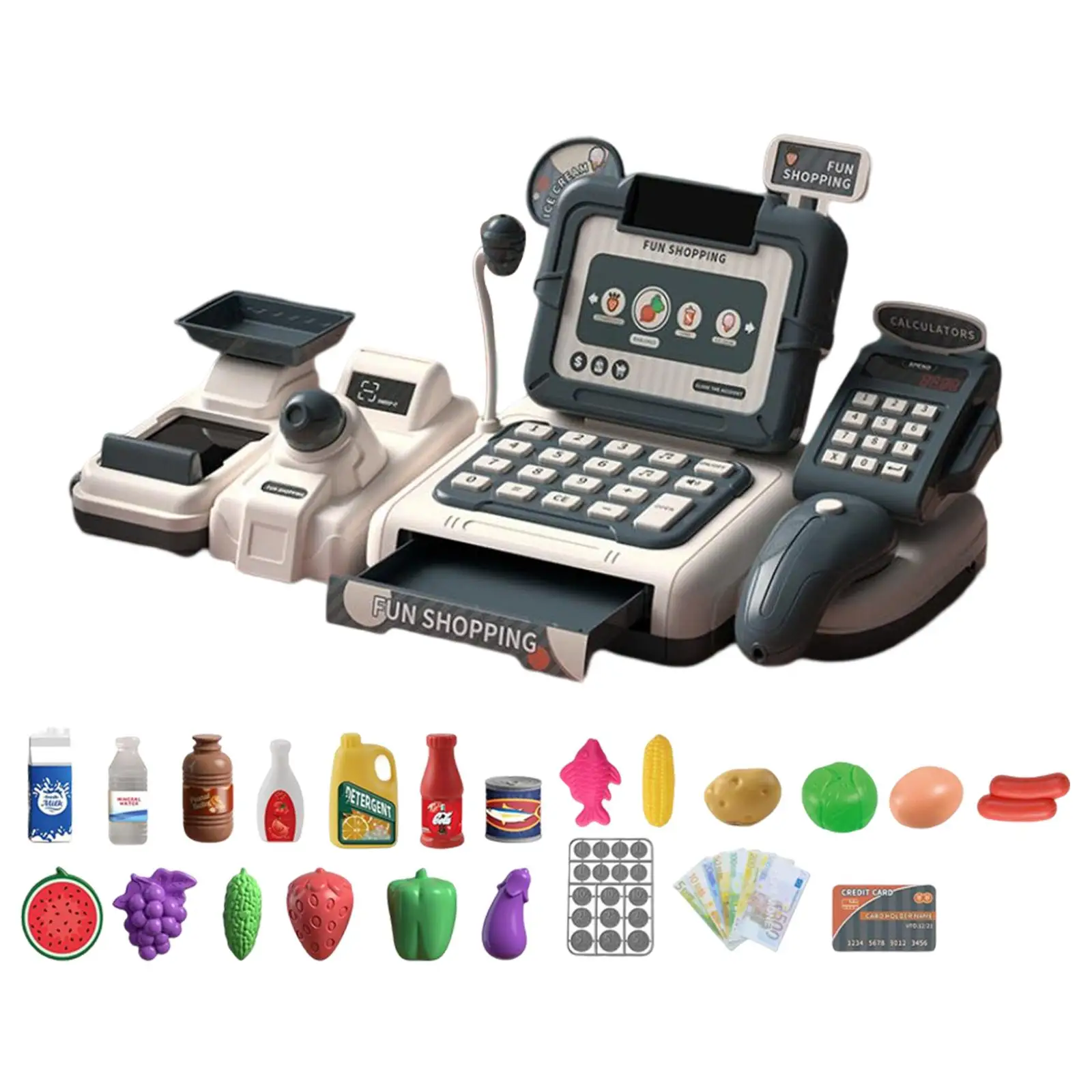 Store Cashier Toys Grocery Store Pretend Play Store Shopping Playset Cash Register Cash Register Toy for Girls Kids Party Favor