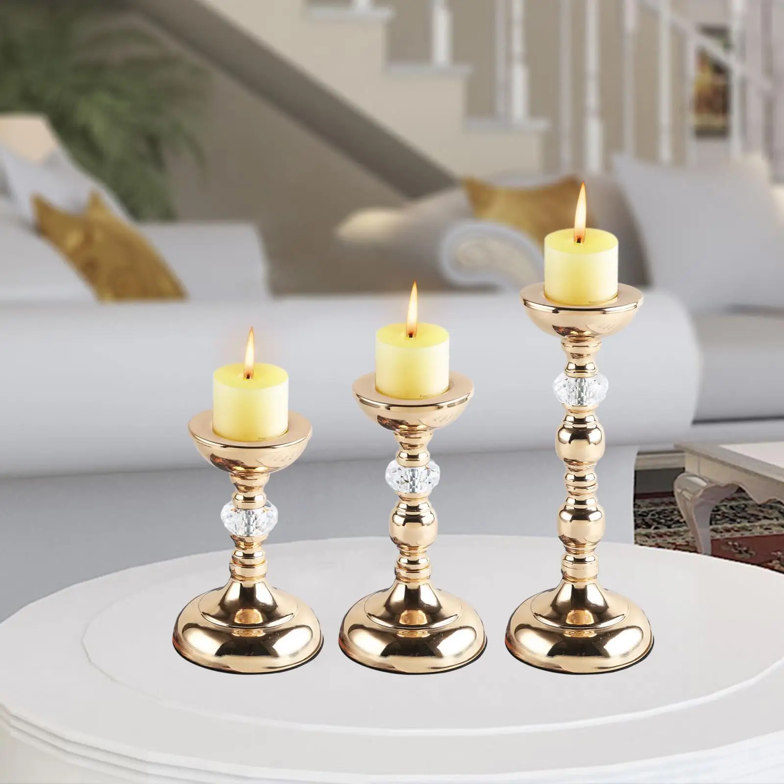 Metal Taper Candle Holder Ornament Electroplating Traditional Decorative Golden Color for Wedding Reception Durable Lightweight