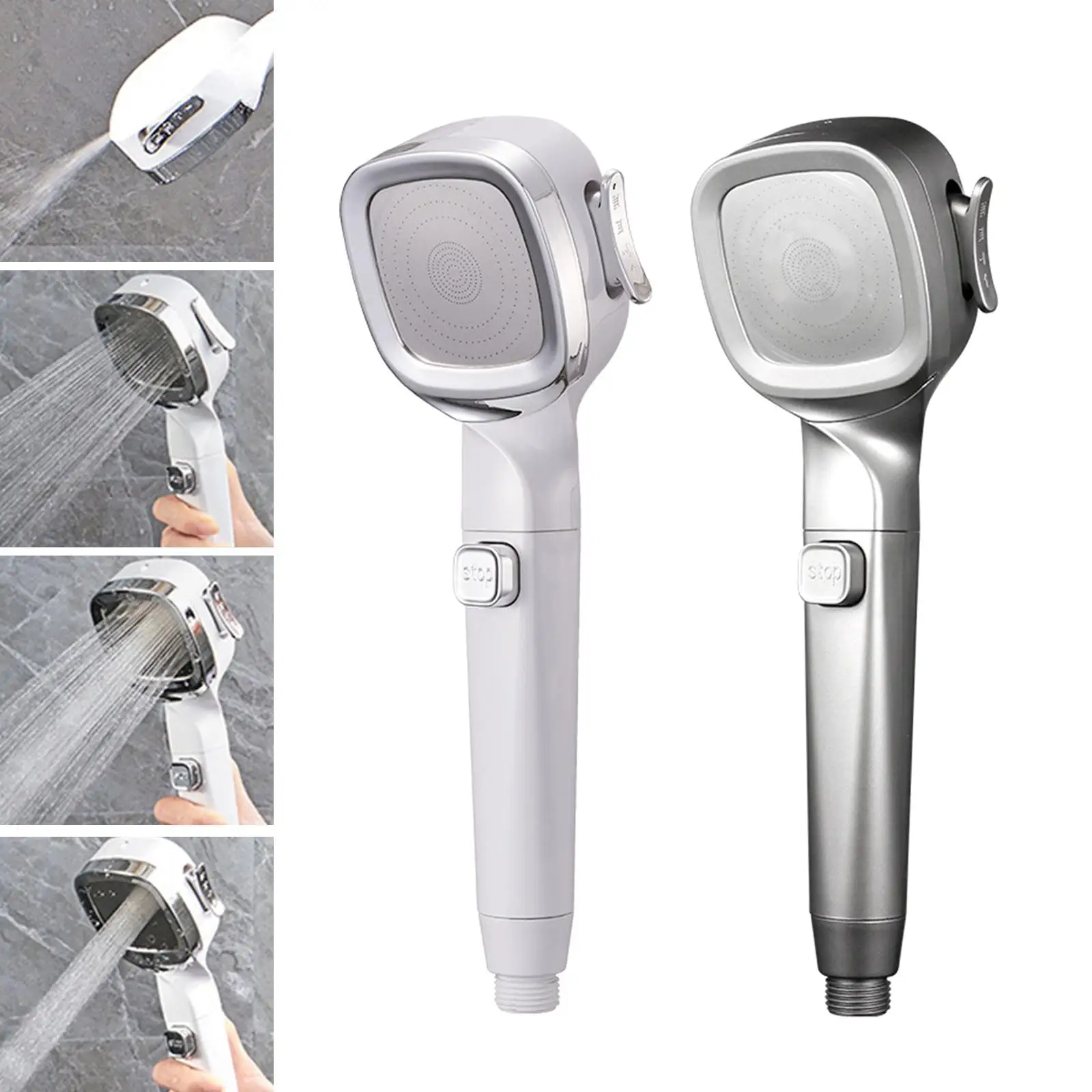 High Pressure Shower Heads Water Saving Pressurized 4 Modes Handheld Spray Sprayer for Club Hair Washing Massage Toilet Bathroom