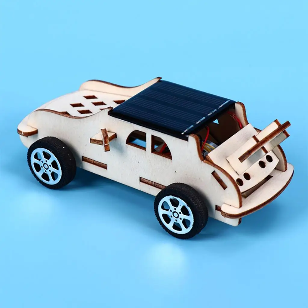 Wooden Solar Toy Car Model Educational Assembly for 8 Years Children Kids