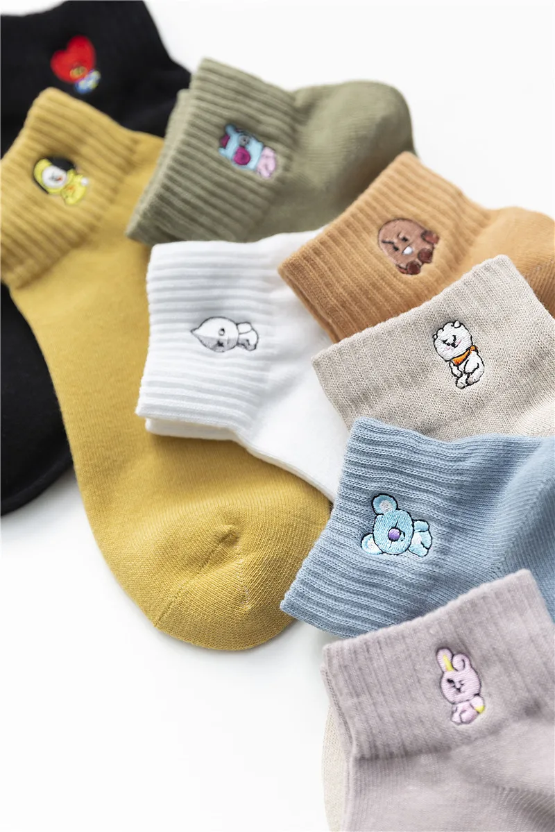 3 Pairs Kawaii Cartoon Print Socken Frauen Pack Nette Sets Lustige Meias Diver lustige Candy Farben Calcetines Mädchen Herbst Winter – Detail 5