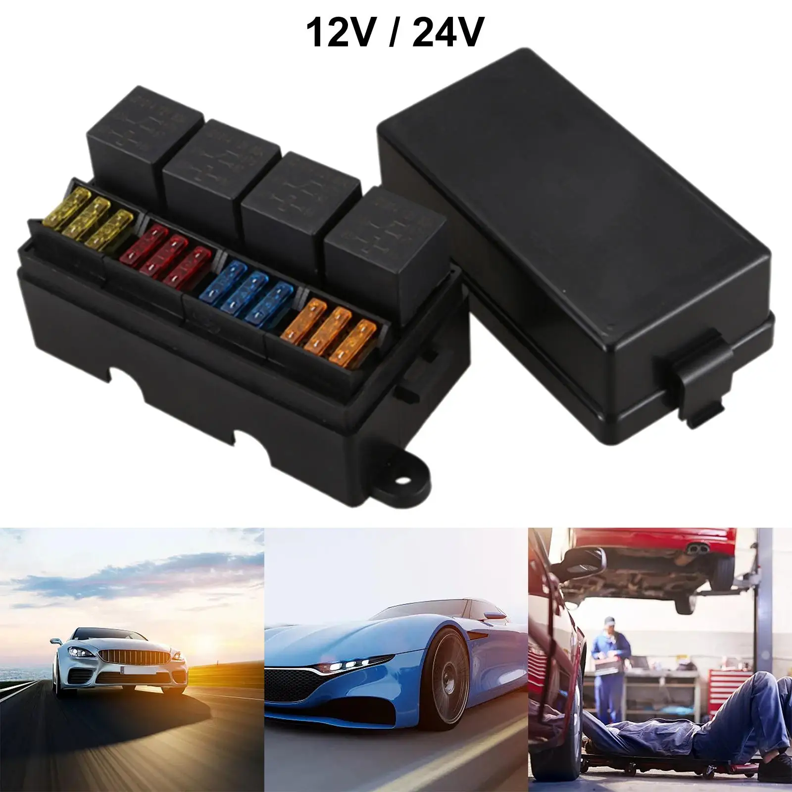 Automotive Car 12 Way Blade Fuse Holder Box with Spade Terminals Replacement