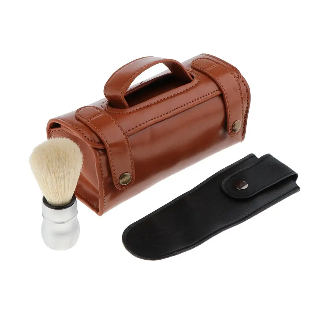 ` Shave Set Shave Brush Straight Shaver Case Holder Storage Bag