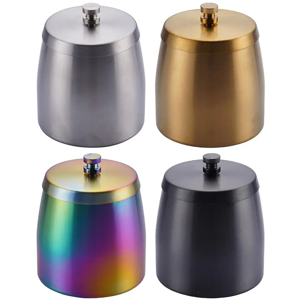 Stainless Steel Ashtray with Lid Tobacco Tray Free Standing Deepened Column Portable Cigarette Ashtray for Household Use